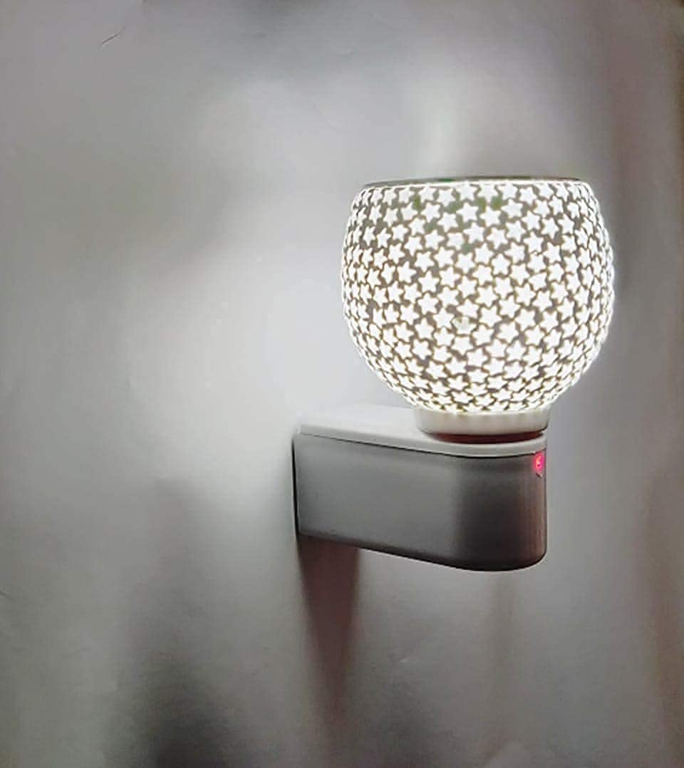 Premium Electric Camphor Diffuser with On/Off Switch - Dual Function Burner & Night Light for Home, Office & Meditation Spaces | Star Kapurdani Glass Aroma Lamp for Relaxation & Spiritual Practices