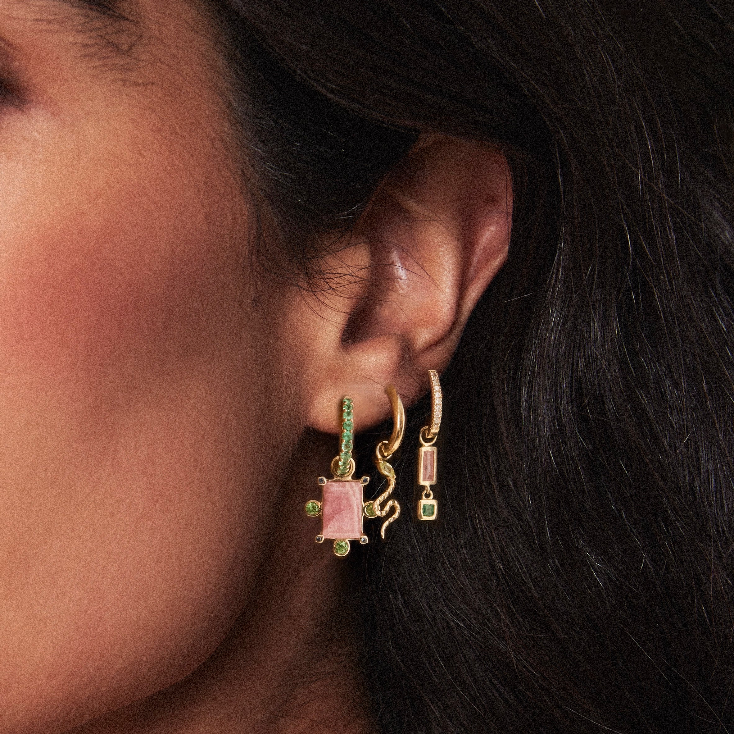 14K Yellow Gold Emerald Huggie Hoop Earrings - Dainty Green Gemstone Huggie Hoops for Women - Perfect for Everyday Wear, Date Nights & Special Occasions