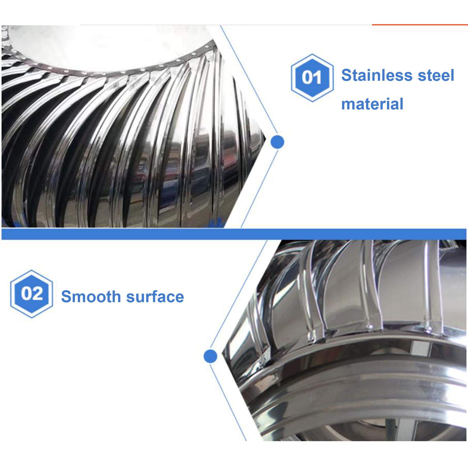 201 Stainless Steel Rotating Chimney Cowl Cap - Anti-Downdraught Vent Spinner with Clamp (200mm) Fits Most Standard Chimney Pots - Perfect for Home Roof Ventilation & Weather Protection