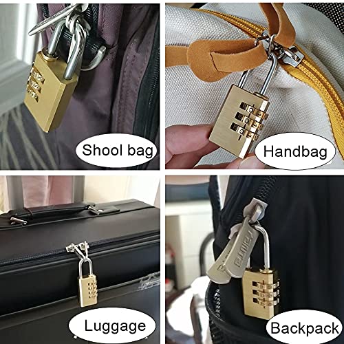 MroMax 1Pc Brass 4-Digit Combination Padlock - Secure Toolbox, Locker, Luggage & Backpack | Durable Lock for School, Gym, Travel & Storage | Weather-Resistant Outdoor Use