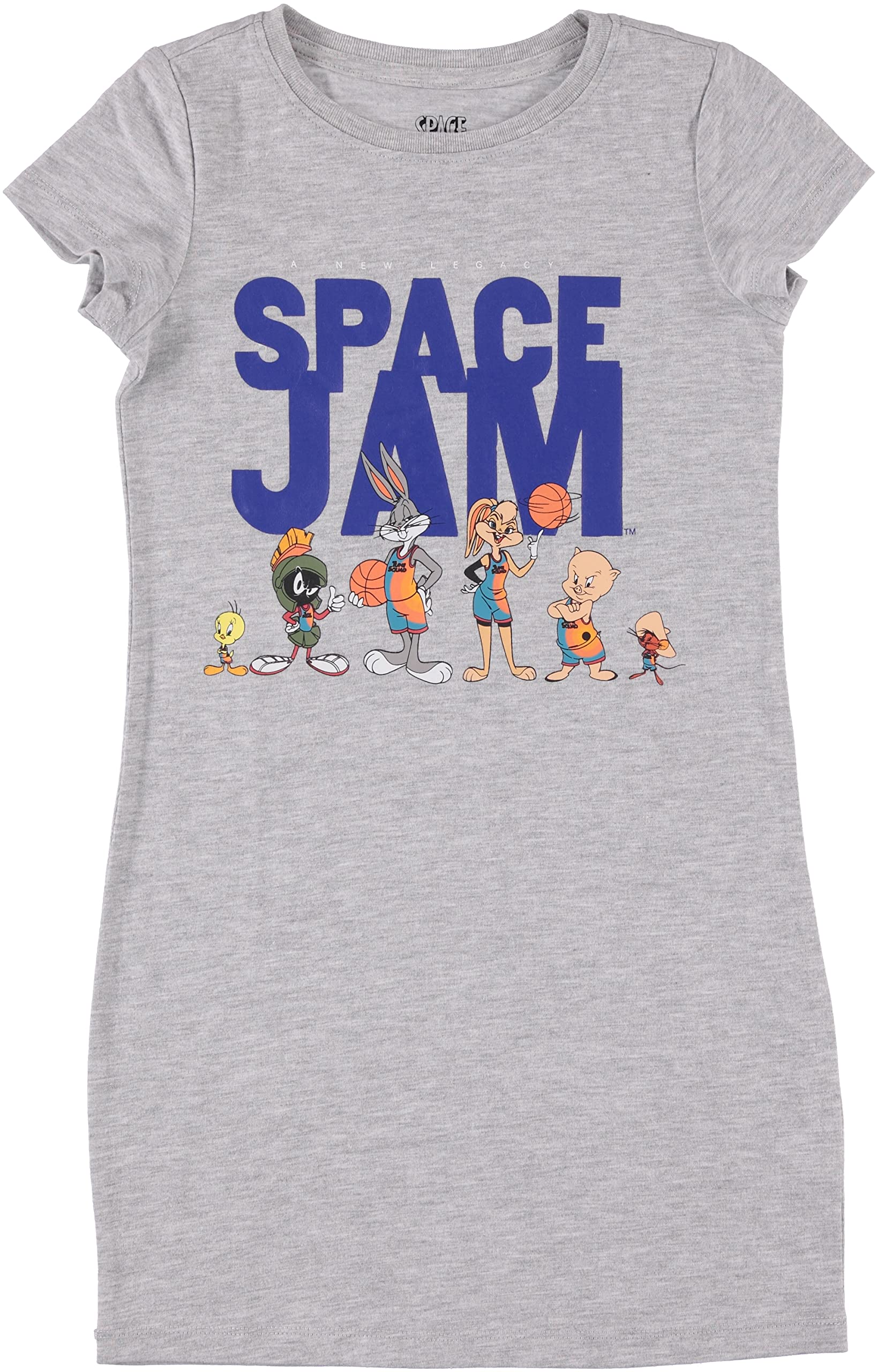 Girls' Space Jam T-Shirt Dress with Lola Bunny, Bugs Bunny & Tweety - Cartoon Character Cotton Dress for Kids & Toddlers - Perfect for Cosplay, Birthday Parties & Casual Wear