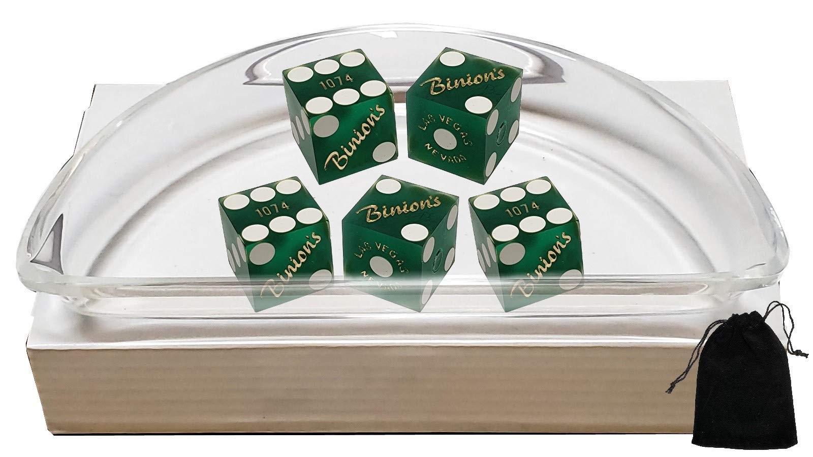 Authentic Las Vegas Craps Dice Kit - 5pc 19mm Casino Dice Set with Acrylic Boat & Pouch for Casino Games & Home Play