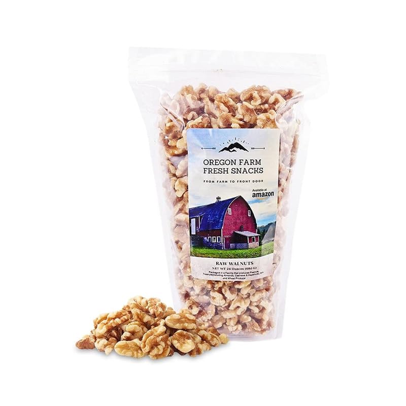 Premium Oregon Farm Fresh Raw Walnuts 24oz - Unsalted, No Shell, Dry Halves - Healthy Snack, Baking Ingredient & Salad Topping - Nutrient-Rich Superfood for Keto, Vegan & Paleo Diets