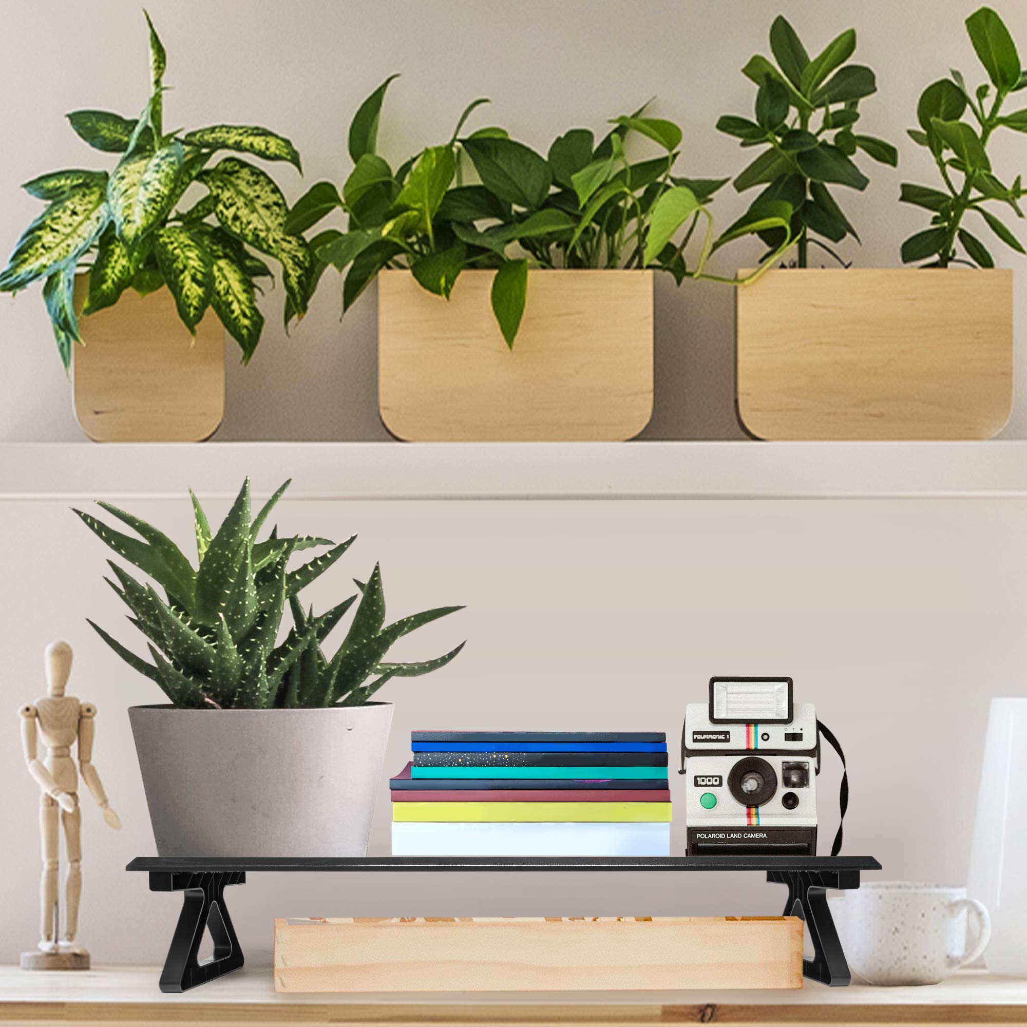 Duronic DM06 Monitor Stand Riser - Black MDF Desktop Shelf for Laptop, Computer Monitor & TV Screen | Ergonomic Office Desk Organizer with 10kg Capacity (63x30cm) | Perfect for Home Office, Gaming Setup & Workspace Organization