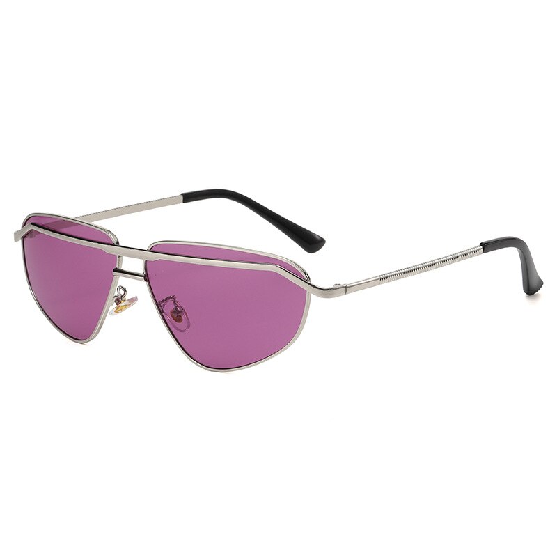 CCspace Unisex Full Rim Irregular Triangle Double Bridge Alloy UV400 Sunglasses 56348 - Stylish & Protective for Outdoor Activities, Driving, Beach & Fashion