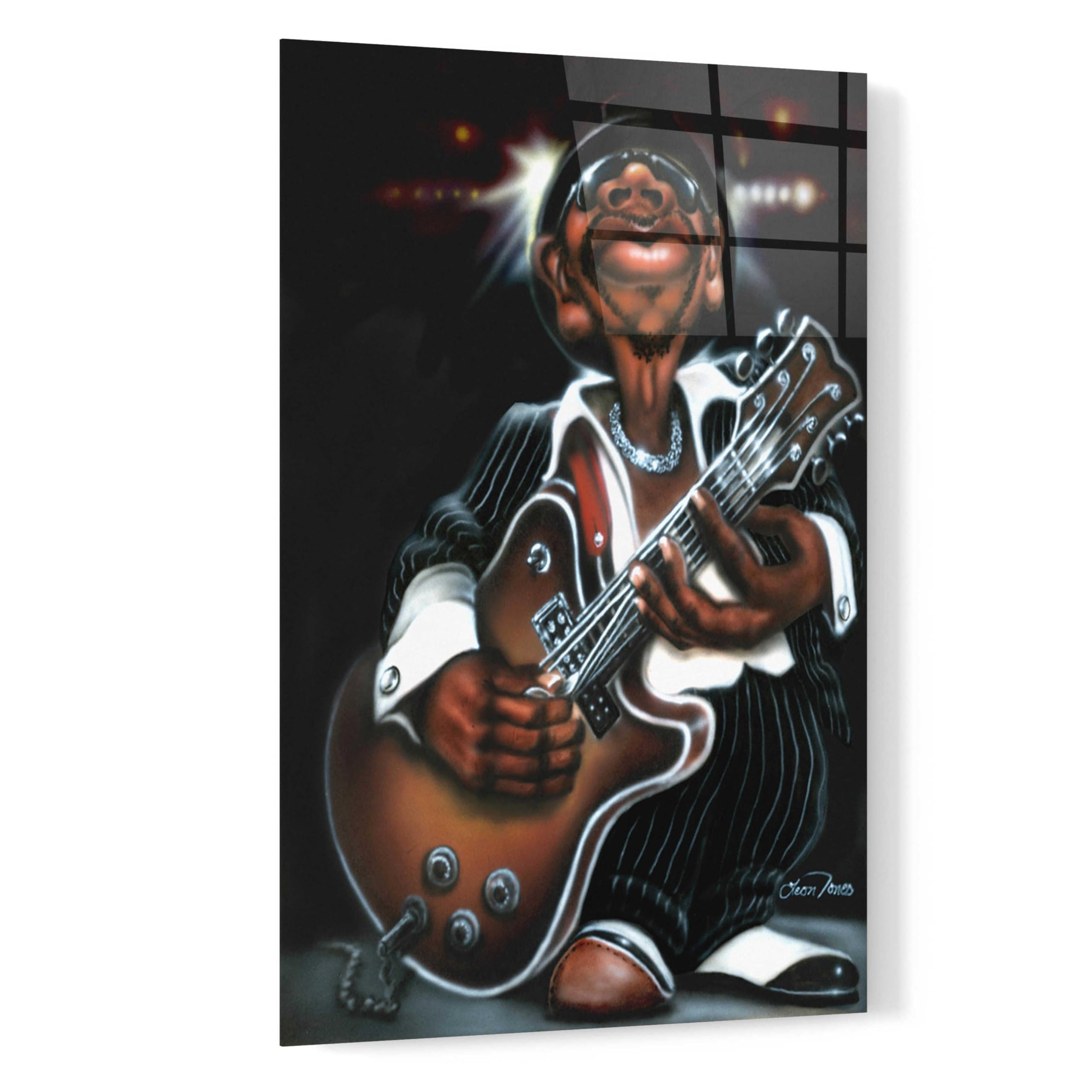 Leonard Jones 'Jazzman Cool' Acrylic Glass Wall Art - 16x24 Inches Modern Abstract Painting for Living Room, Bedroom & Office Decor