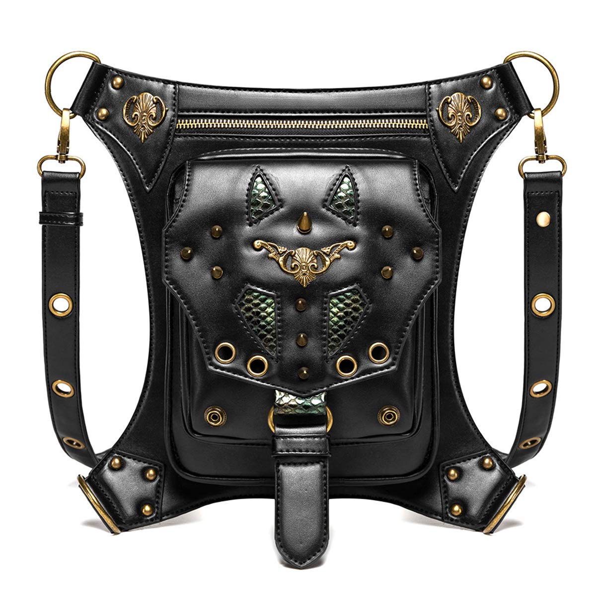 Gothic Steampunk Waist Bag for Women - Vintage Leather Crossbody Shoulder Bag & Leg Arm Pack - Perfect for Cosplay, Renaissance Fairs & Alternative Fashion