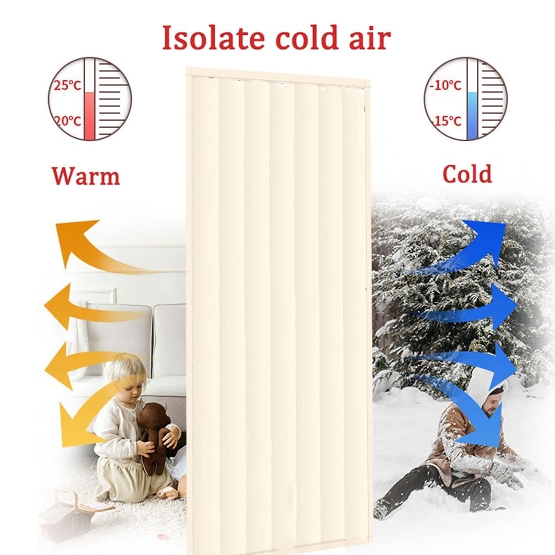 Soundproof Door Curtain - Heavy Duty Thermal Insulated Noise Reducing Screen Door Cover for Kitchen, Bedroom, Patio & Bar | Blocks Drafts & Enhances Privacy for Home & Commercial Use