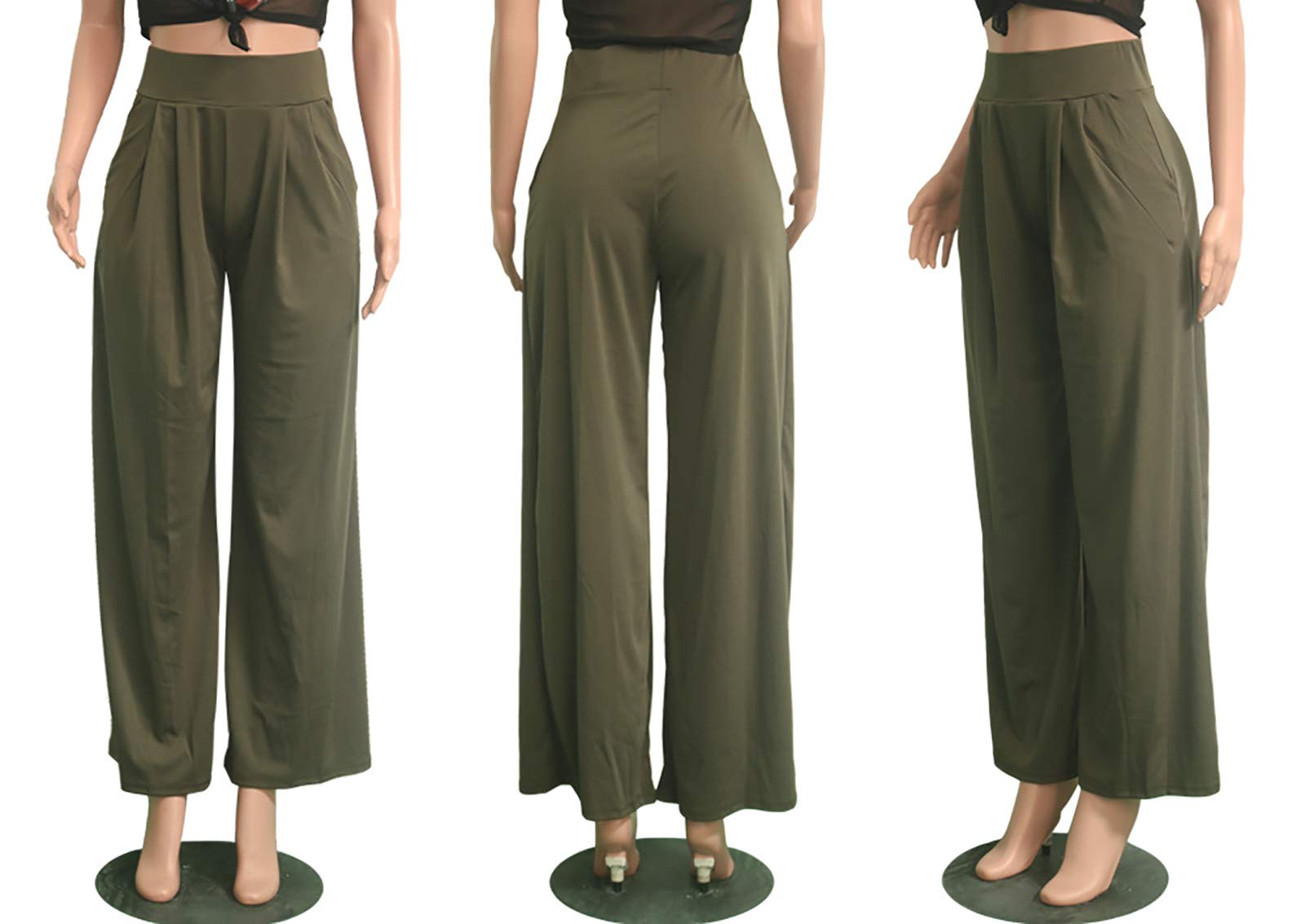 LKOUS Women's High Waist Wide Leg Palazzo Pants - 2024 Casual Solid Color Work Pants for Office, Travel & Everyday Wear