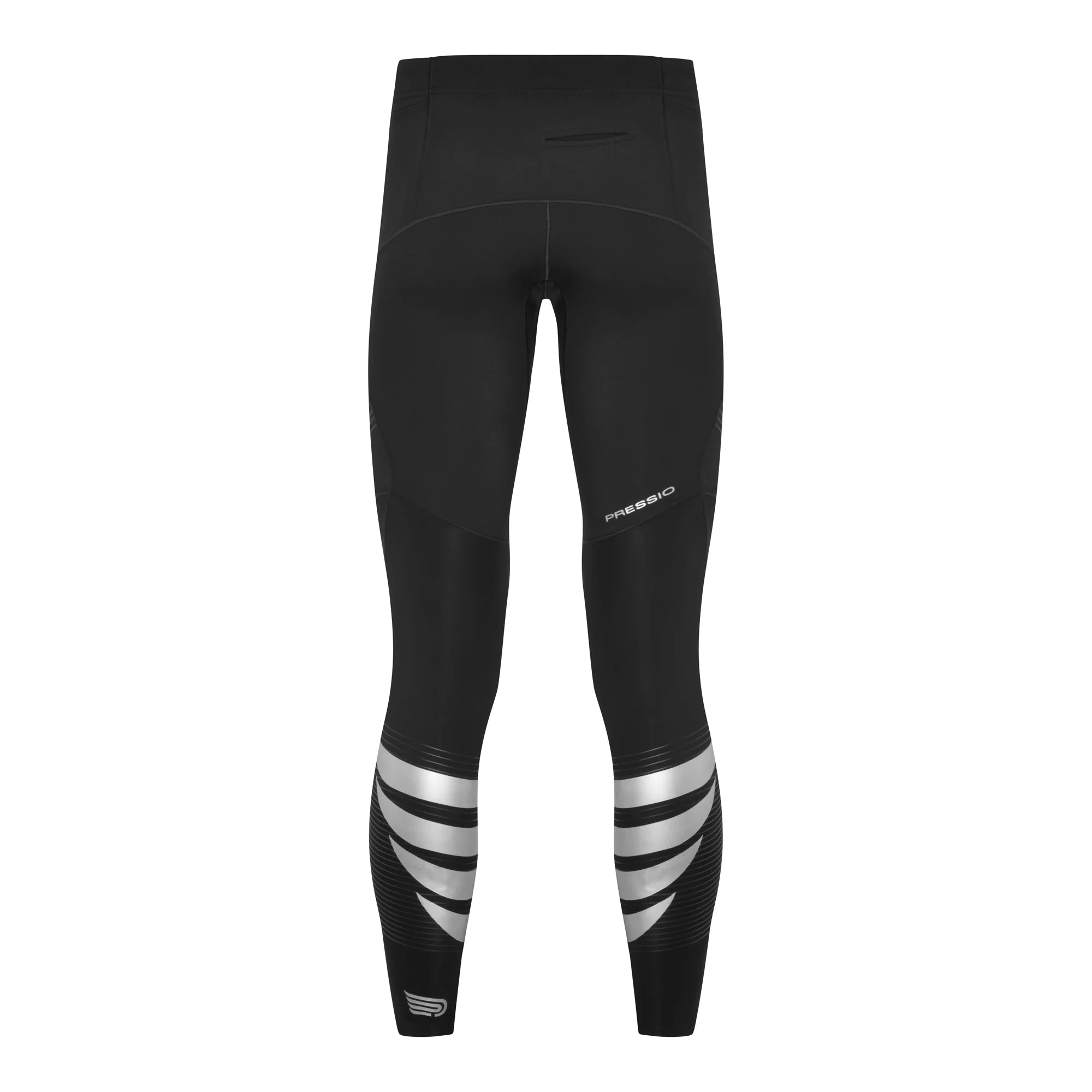 Pressio Men's Power Tight Black/Silver - High Performance Compression Pants for Running, Gym & Workout - Moisture Wicking & Breathable Activewear