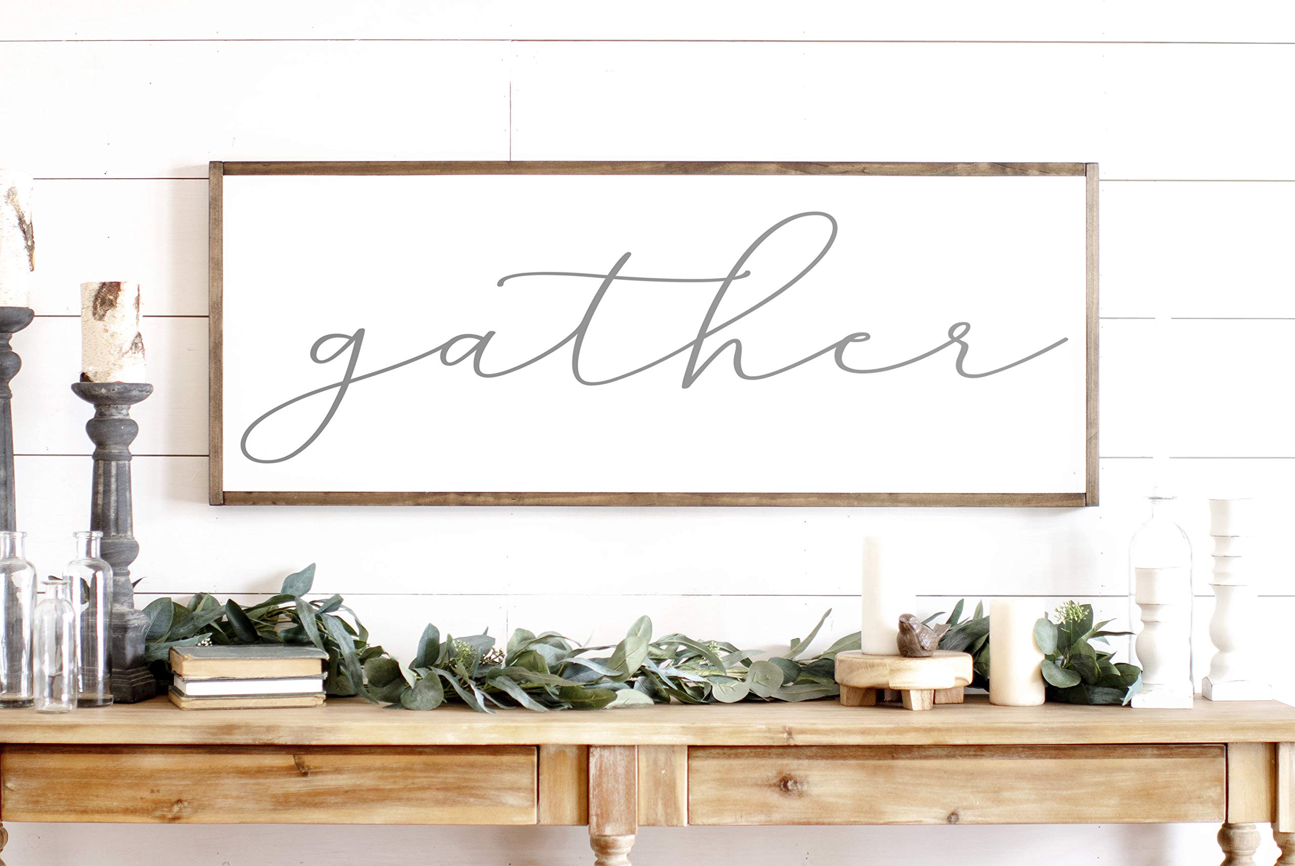 Large Gather Wood Sign - Rustic Home Decor for Thanksgiving & Fall - Perfect for Wall Decor, Farmhouse Style, and Seasonal Celebrations