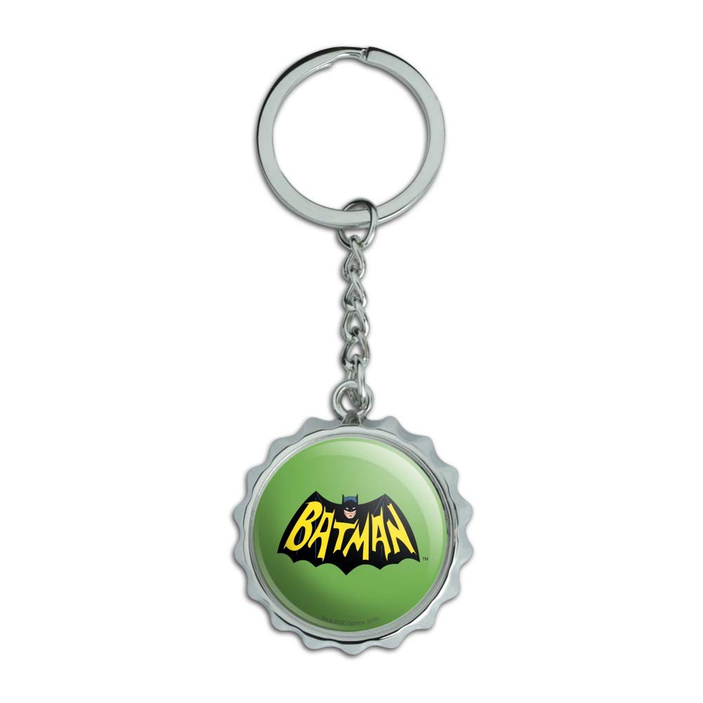 Batman Classic TV Series Logo Keychain - Chrome Plated Metal Bottle Opener with Pop Cap - Perfect for Collectors, Gifts & Everyday Use