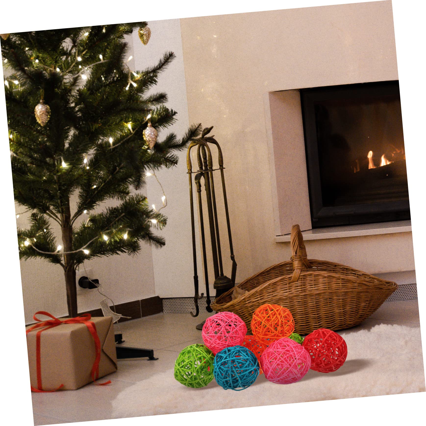 Unique Rattan Christmas Ornaments Set of 10 - Handwoven Natural Decorative Balls for Holiday Tree Decor, Party Centerpieces, and Festive Home Decorations - Perfect for Christmas, Weddings, and Seasonal Celebrations