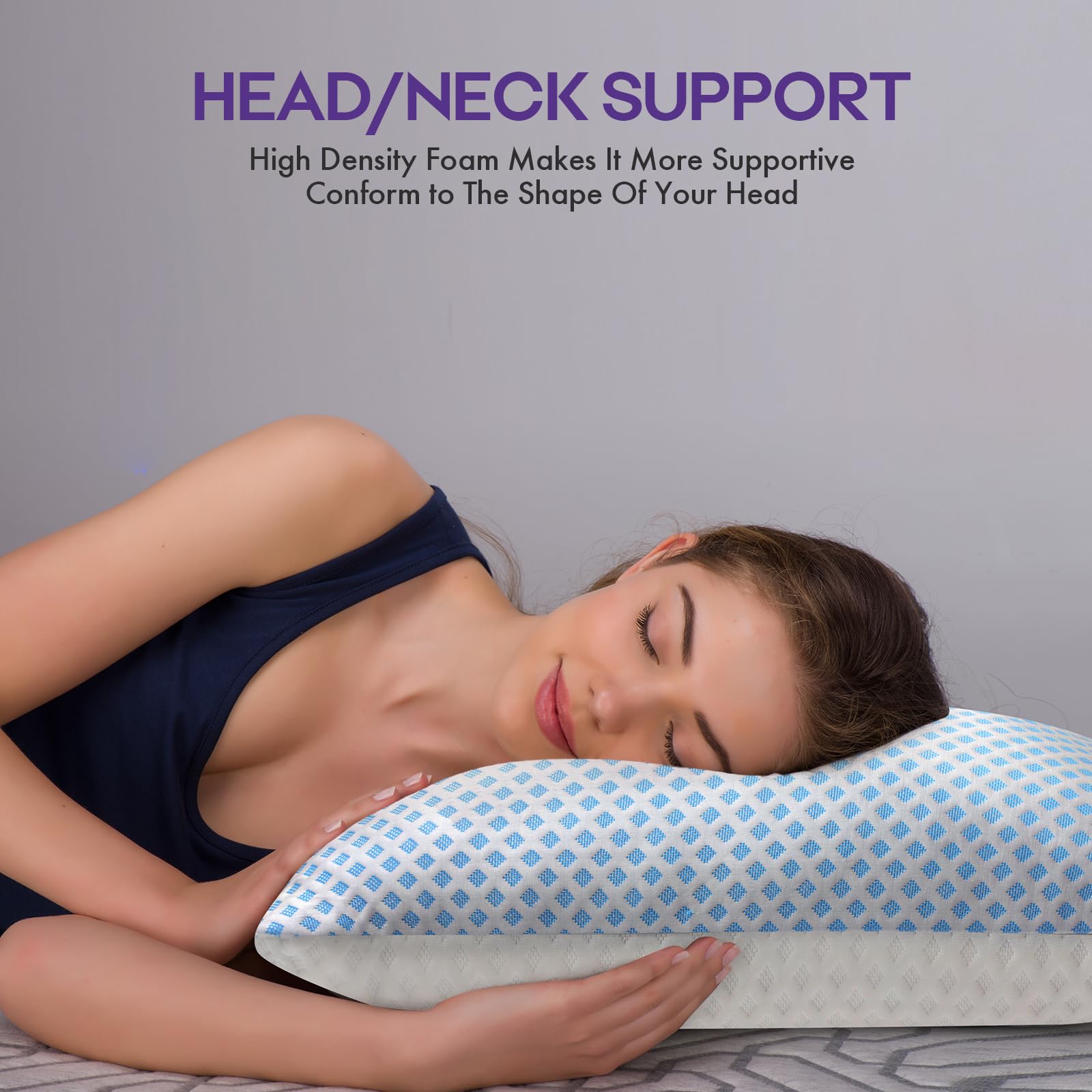 Cooling Pillows Queen Size 2 Pack - Shredded Memory Foam Pillows for Side, Back & Stomach Sleepers | Soft Firm Bed Pillow with Hypoallergenic Zipper Cover | Adjustable & Breathable 20x30 Inches | Perfect for Hot Sleepers & Night Sweat Relief