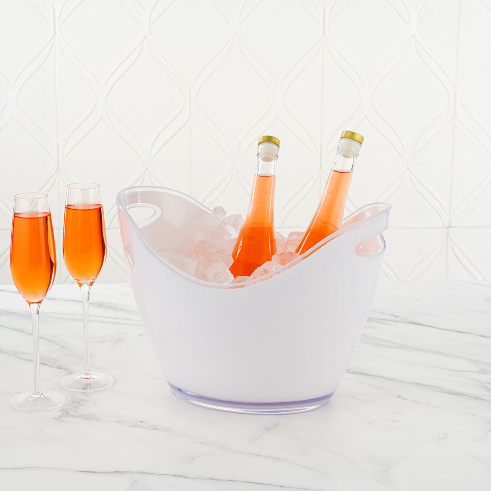 Premium 7.4 Quart Oval Frosted Champagne & Wine Cooler Bucket - 13.75