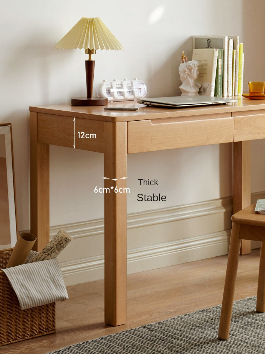 Solid Beech Wood Computer Desk for Home Office - Ergonomic Study Desk with Ample Workspace for Writing, Working & Remote Learning