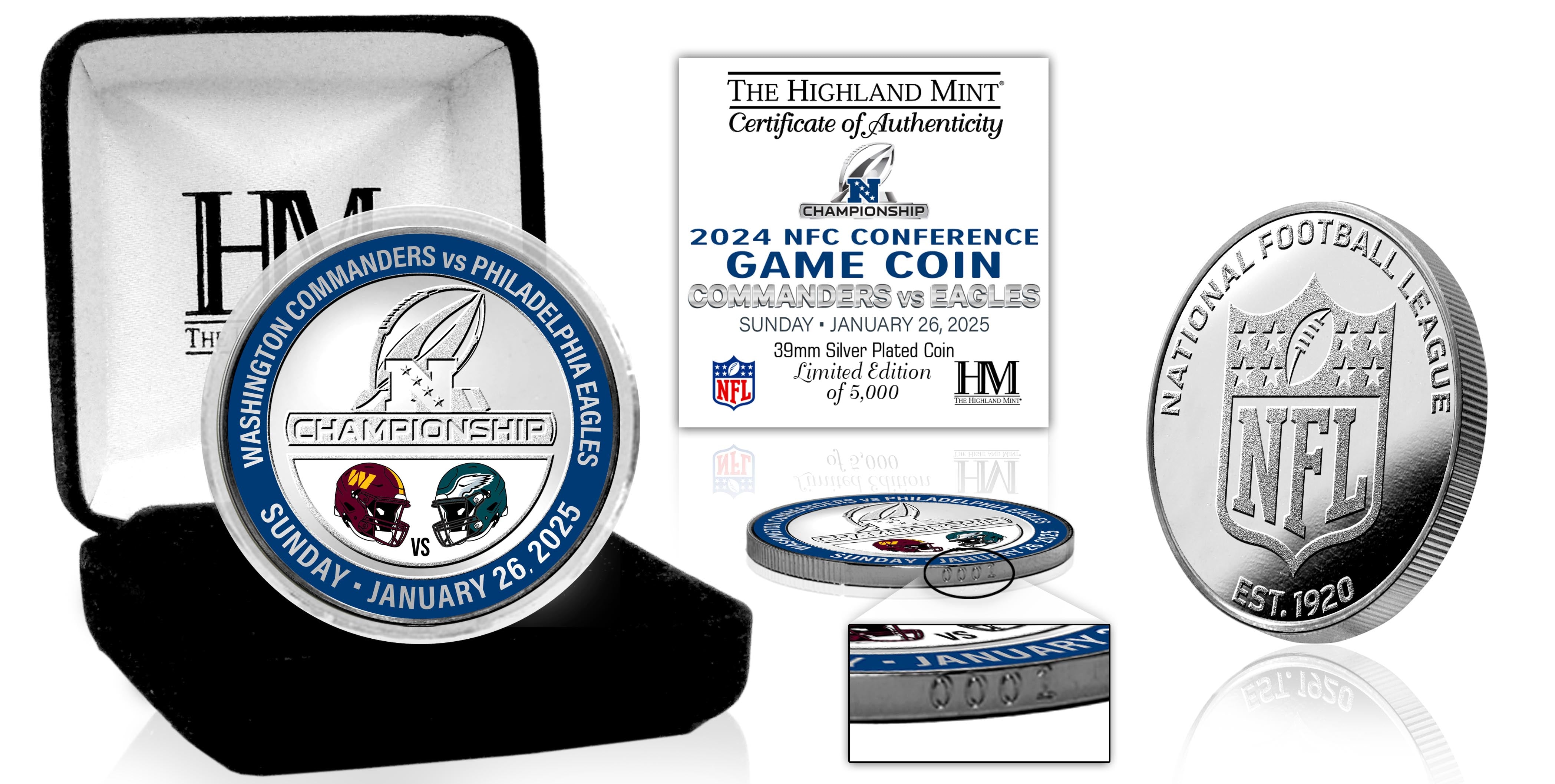 Philadelphia Eagles vs Washington Commanders NFC Championship Game Commemorative Silver Flip Coin - Perfect for Football Fans, Collectors, and Game Day Tosses
