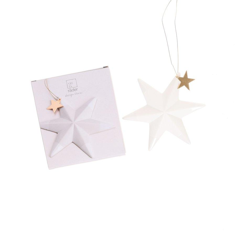 Christmas Porcelain Star Ornament 10cm Gold - Elegant Holiday Tree Decoration for Xmas, Home, and Party Decor (40g)