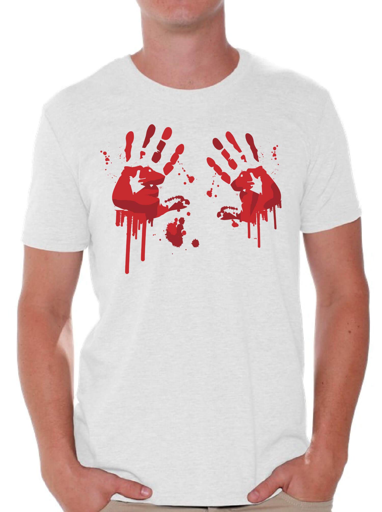Scary Halloween T-Shirt for Men with Bloody Handprint Design - Perfect for Halloween Parties, Costume Contests & Horror Theme Events