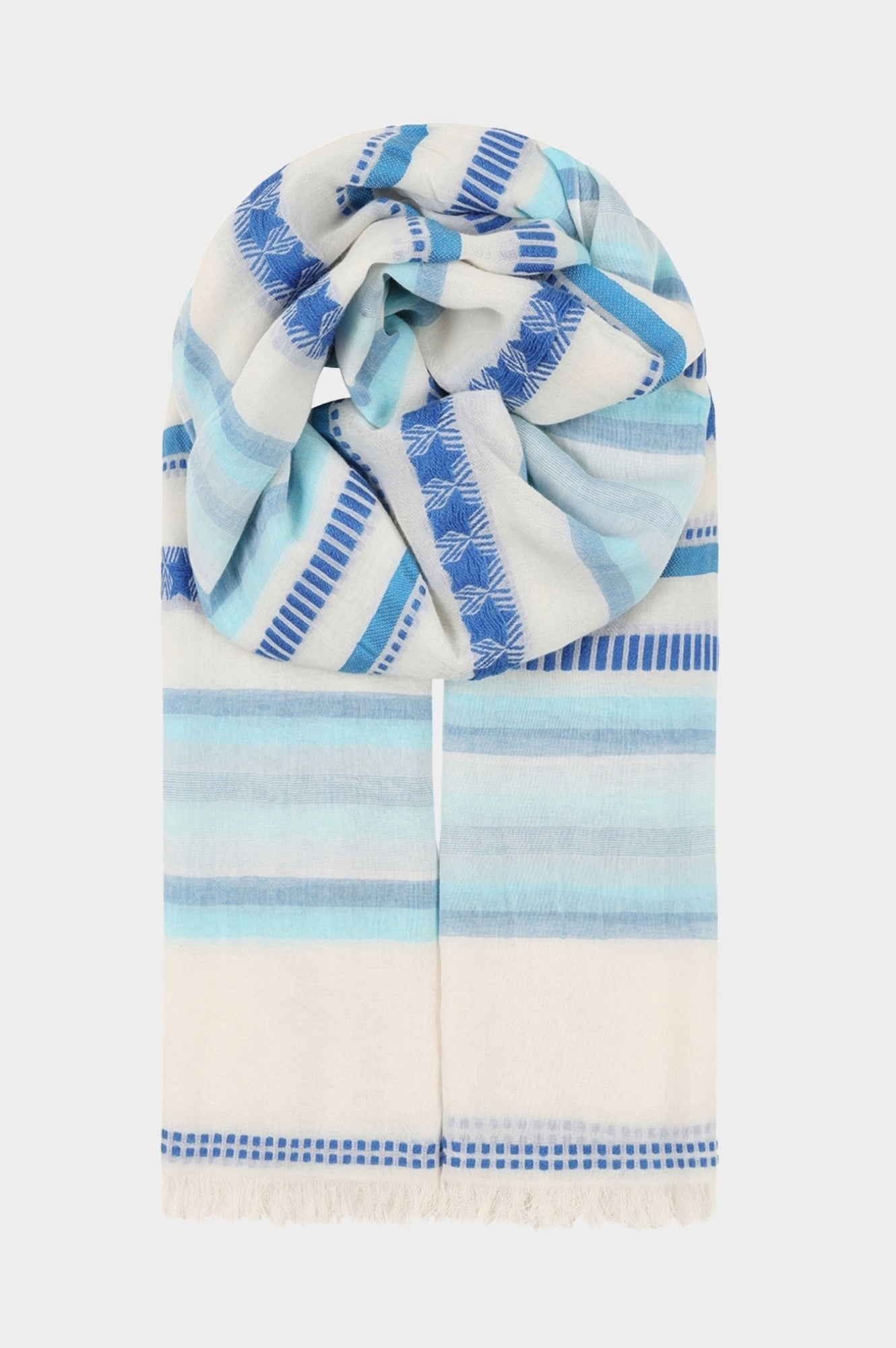Organic Cotton Scarf for Women - Soft Blue & White Striped Fashion Wrap - Perfect for Winter, Fall & Spring Outfits | Office Wear, Casual Style & Travel Accessory