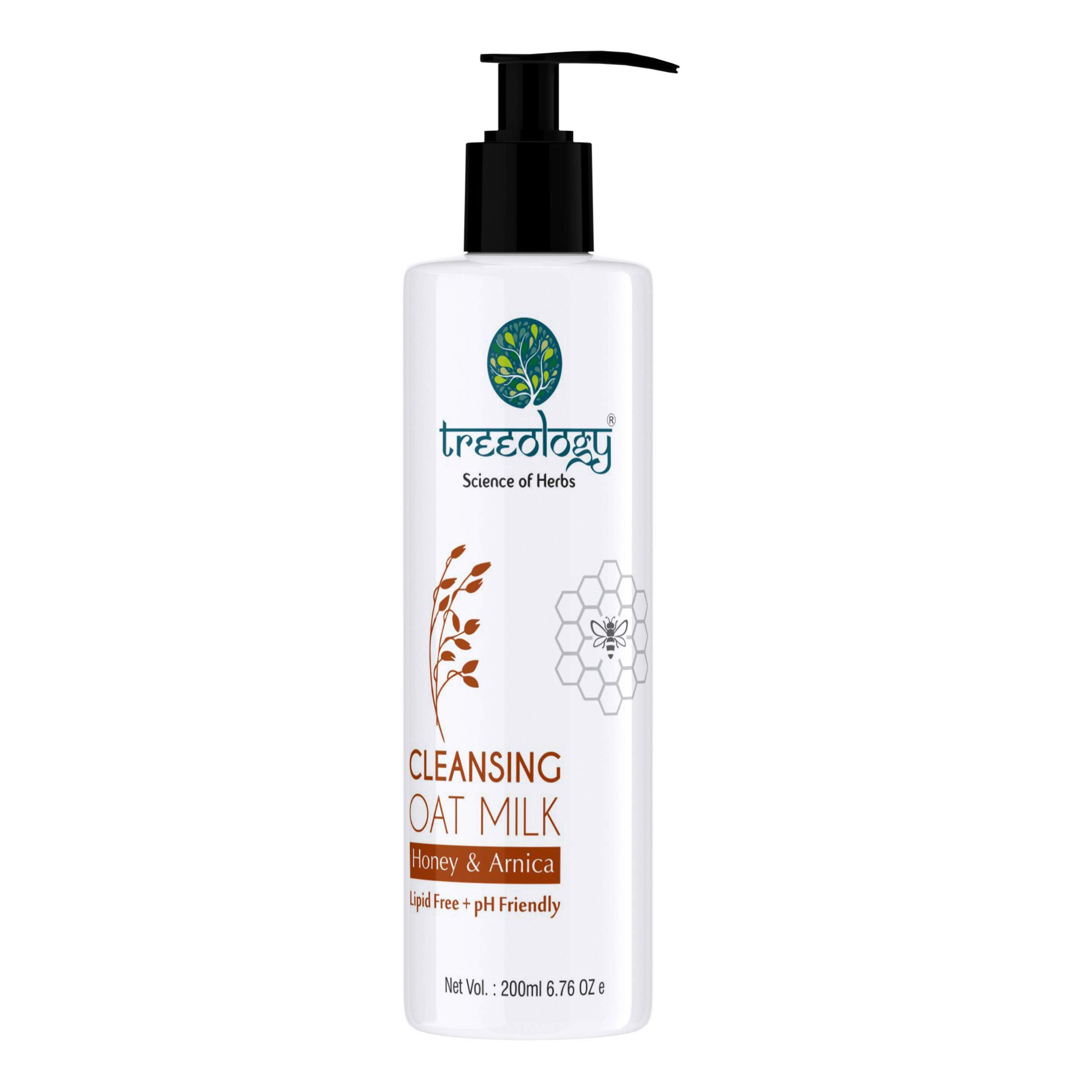 Treeology Natural Honey & Arnica Cleansing Oat Milk with Jojoba & Hydrolyzed Vegetable Protein - Soothing Oat Milk Powder Formula for Smooth Skin | Gentle Face Wash for Dry, Sensitive Skin | Perfect for Morning & Night Skincare Routine