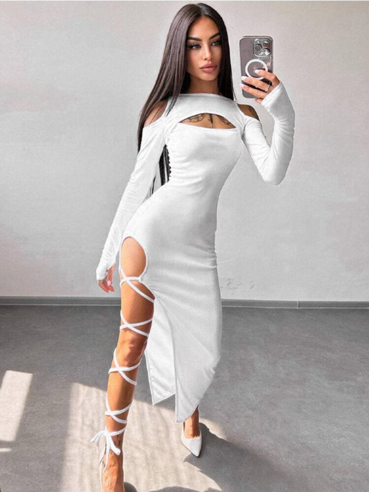 Sexy Bandage Split Dresses for Women - Bodycon Clubwear & Evening Party Dresses - Perfect for Night Out, Date Night, and Special Occasions
