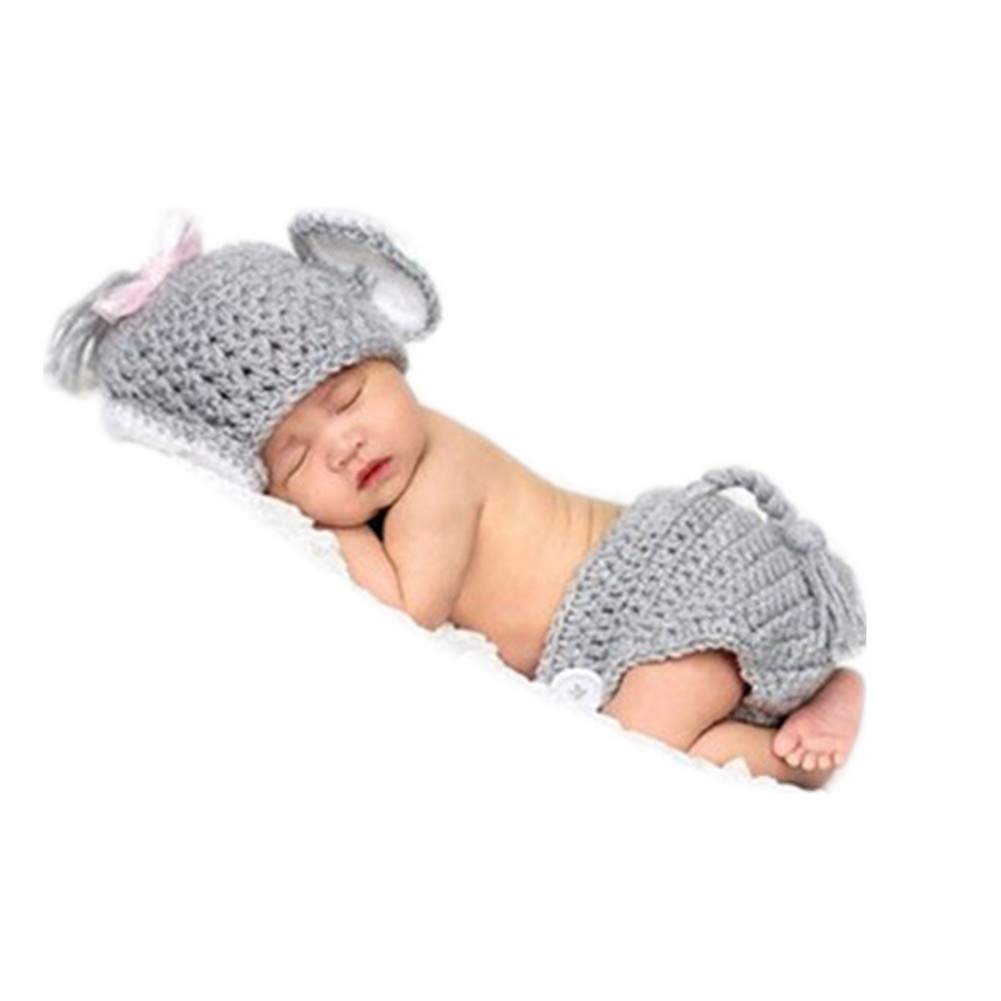 Cute Newborn Baby Photography Outfits - Elephant Hat & Shorts Set for Boys & Girls - Perfect for Newborn Photo Shoots, Baby Showers, and First Birthday Parties