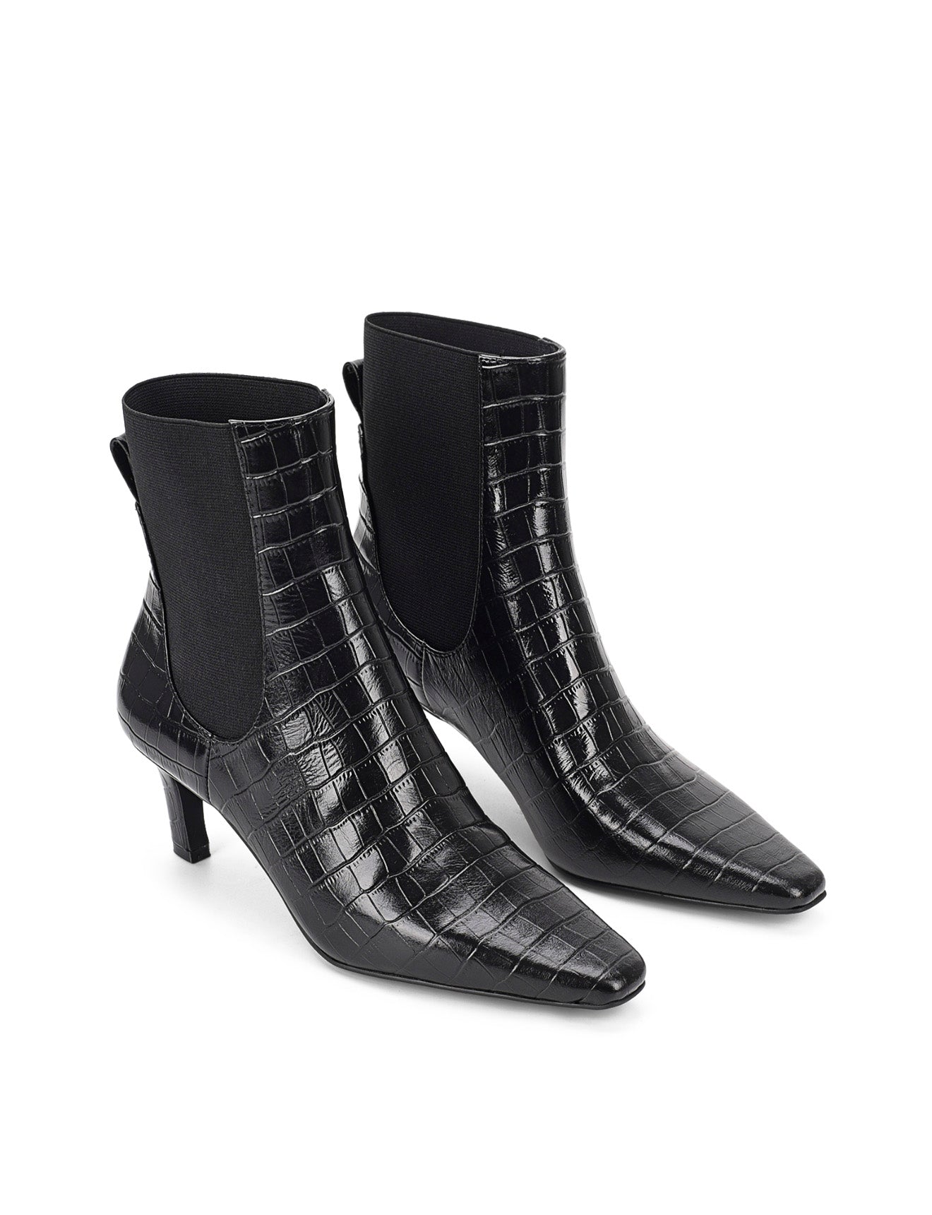 Blair Women's Black Crocodile Leather Ankle Boots - Stylish & Comfortable for Casual Outings, Work & Evening Events