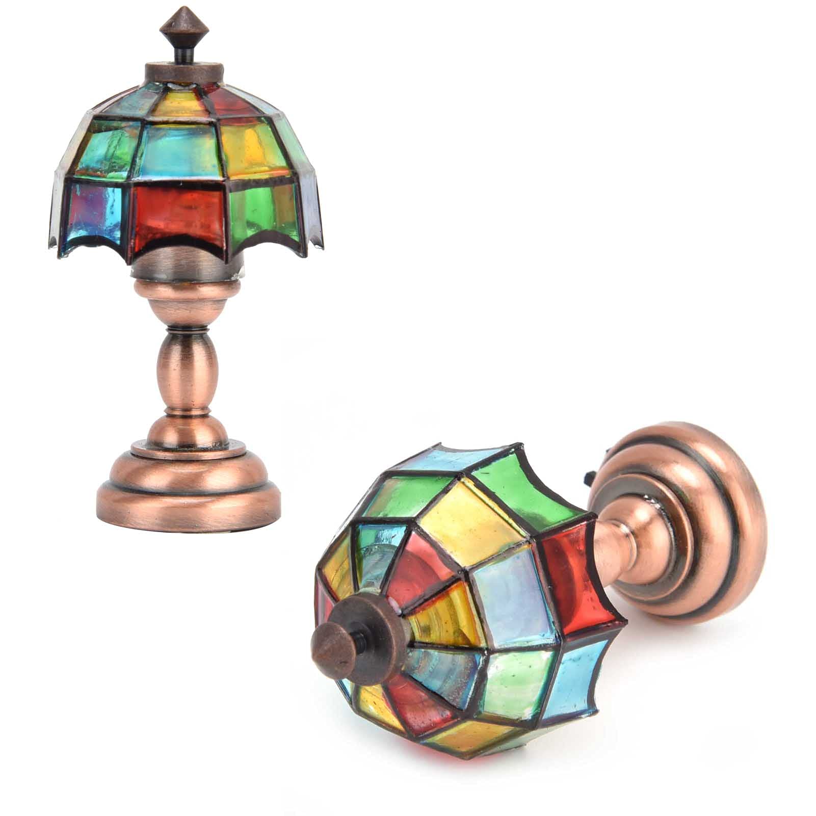 Vintage LED Mini Desk Lamp - 1:12 Scale Dollhouse Miniature Light with Battery Power - Perfect for Child's Dollhouse, Bedroom Night Light & Model House Decoration
