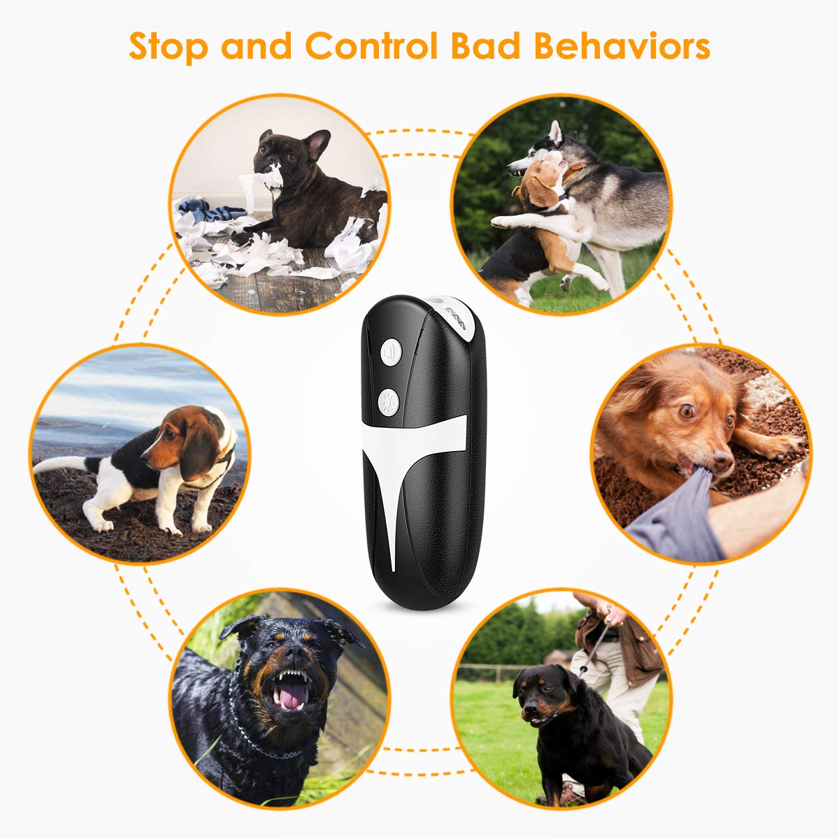 Ultrasonic Dog Repellent - Handheld Infrared Bark Control Device for Small & Large Dogs | Stop Excessive Barking, Protect Your Yard & Home Security | Perfect for Walking, Jogging & Outdoor Activities