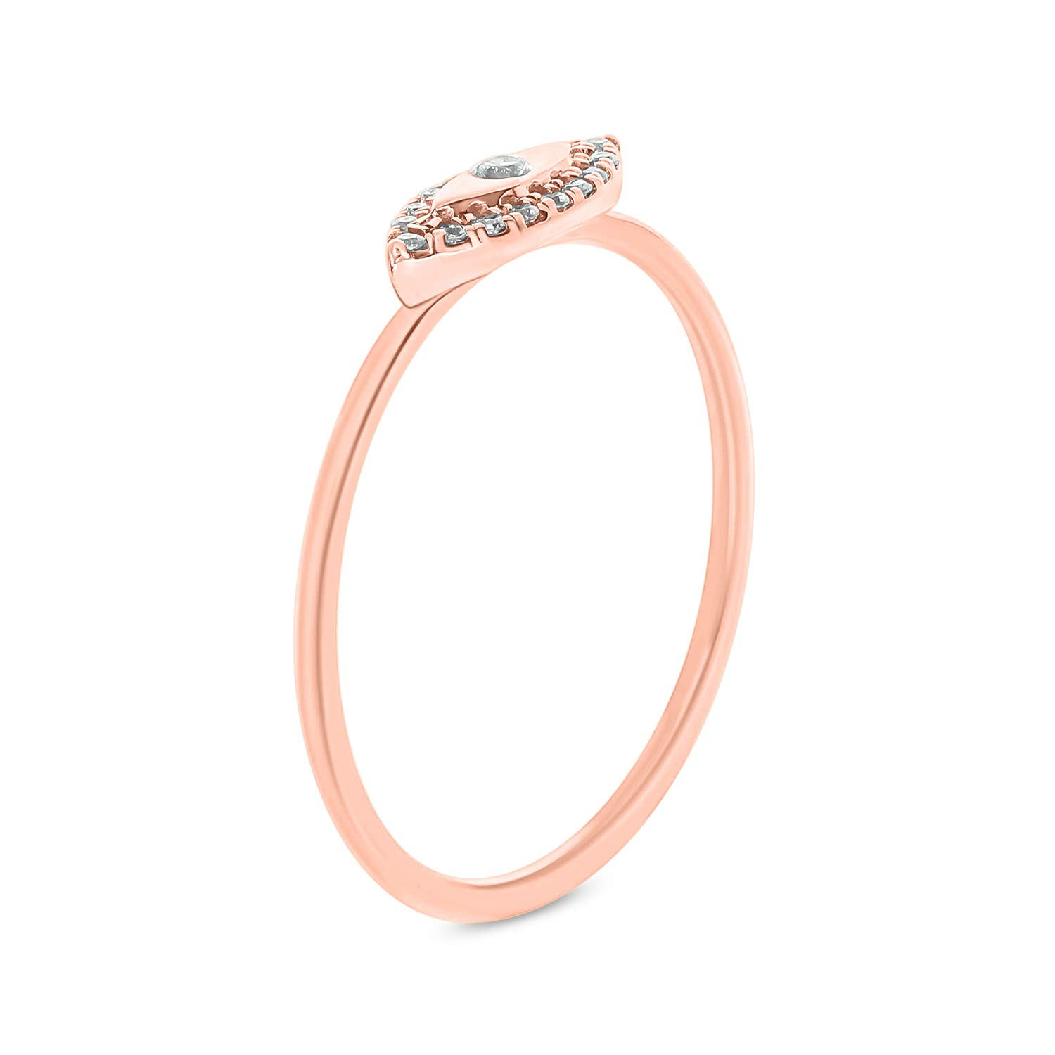 1/10cttw Diamond Evil Eye Ring for Women - 14k Yellow Gold, Rose Gold or White Gold - Round White Diamond Accent Jewelry - Perfect for Protection, Gifts & Everyday Wear