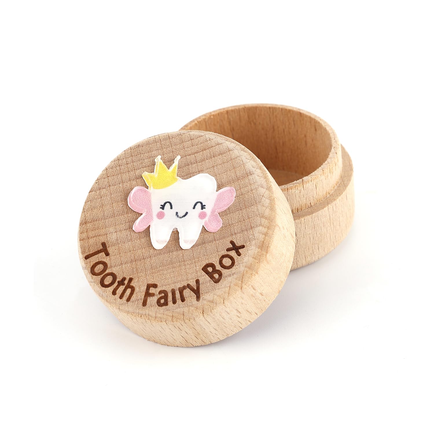 Wooden Tooth Keepsake Box for Kids - Cute Baby Tooth Storage Holder for Boys & Girls | First Tooth Memory Box, Tooth Fairy Gift, Nursery Decor