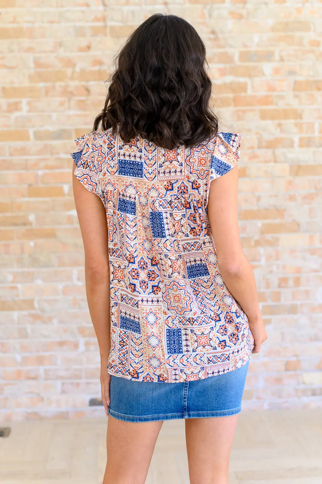 Love of My Life Flutter Sleeve Denim Taupe Top | Women's Casual Blouse for Date Night & Summer Outfits