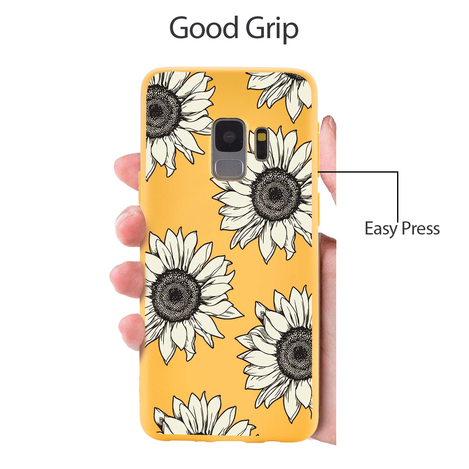 JOYLAND Sunflower Phone Case for Samsung Galaxy S9 Plus - Yellow Floral Matte Cover Slim Fit Flexible Protective Shell | Perfect for Everyday Use, Outdoor Activities & Gift Giving