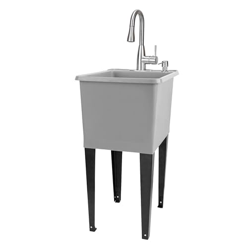 Grey Tub, Stainless Faucet