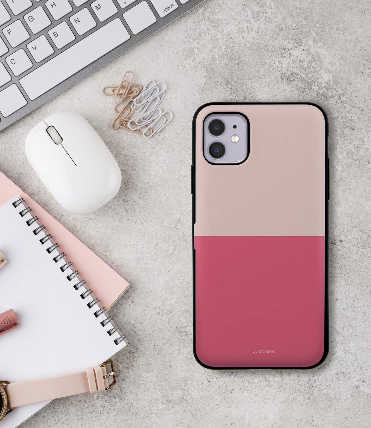 Qoosan Slim Protective iPhone 11 Case with Card Holder & Mirror - Wallet Phone Cover for iPhone 11 (6.1 Inch) in Pink | Perfect for Everyday Use, Travel & Hands-Free Convenience