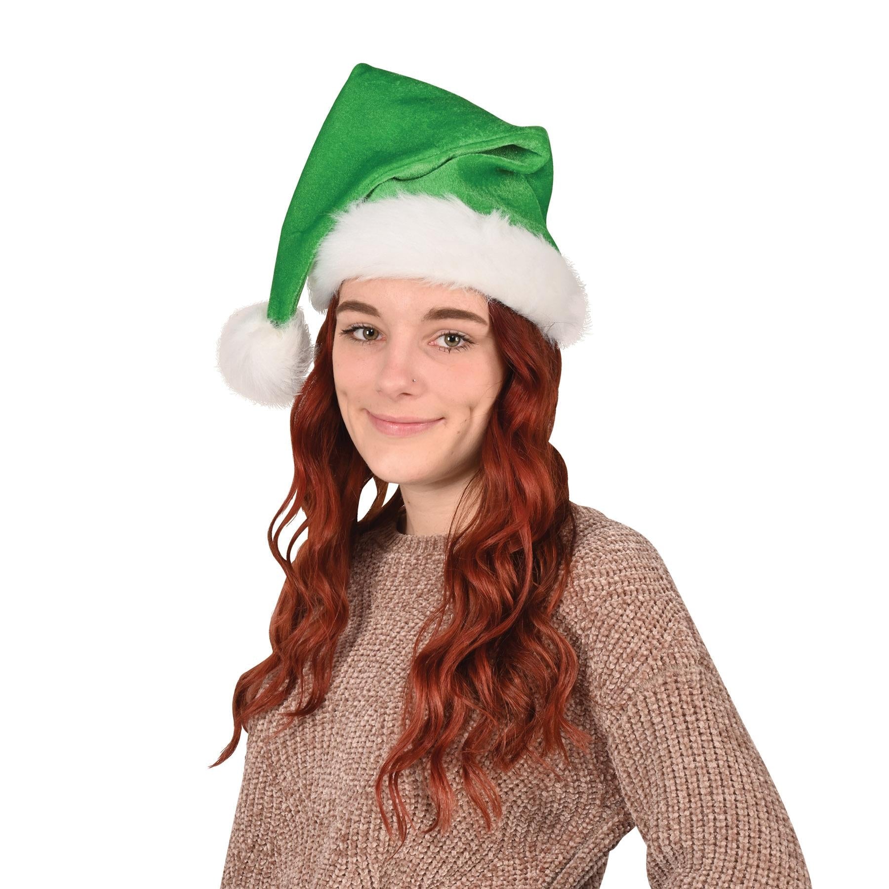 12 Pack Green Santa Hats for Christmas - Festive Holiday Party Hats for Xmas Celebrations, Office Parties & Family Gatherings