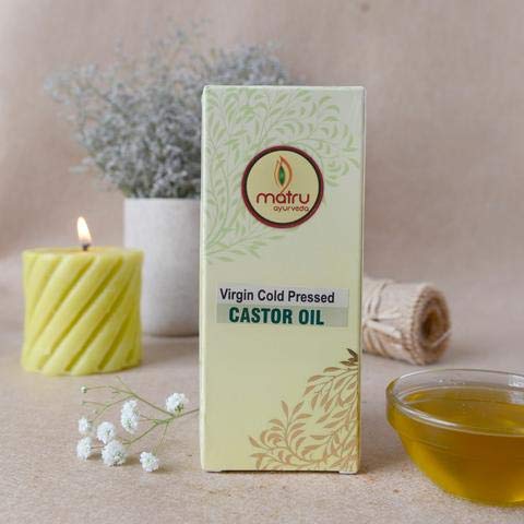 Matru Ayurveda Virgin Cold Pressed Castor Oil - 100% Pure & Natural Hair Growth & Skin Care - 200ml (6.76 Fl Oz) - Perfect for Eyelash Growth, Beard Care & Moisturizing Dry Skin