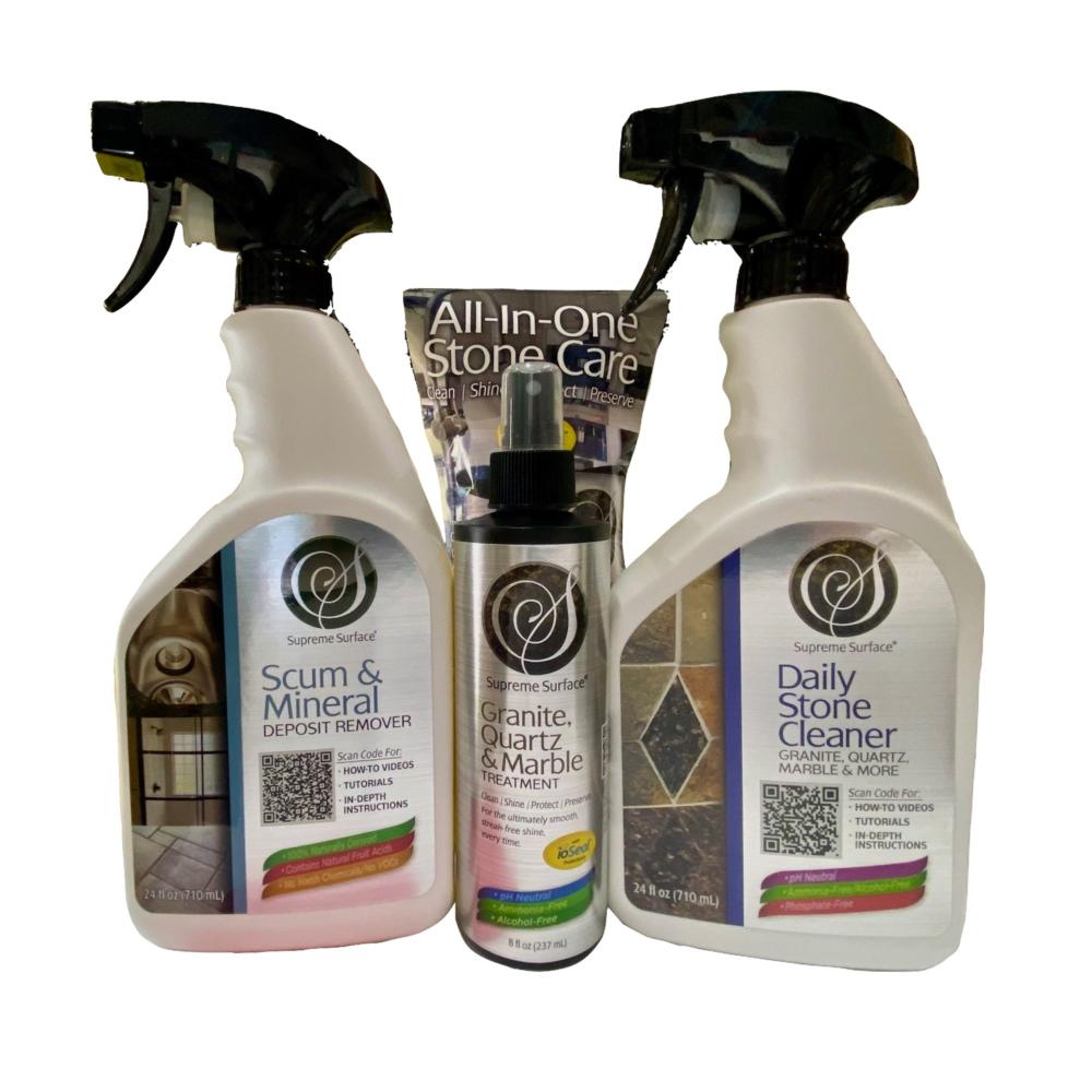 Premium Countertop and Sink Cleaning Kit - All-Purpose Stain Remover & Polish for Kitchen & Bathroom - Perfect for Granite, Marble, Stainless Steel Surfaces - Ideal for Daily Cleaning & Deep Stain Removal