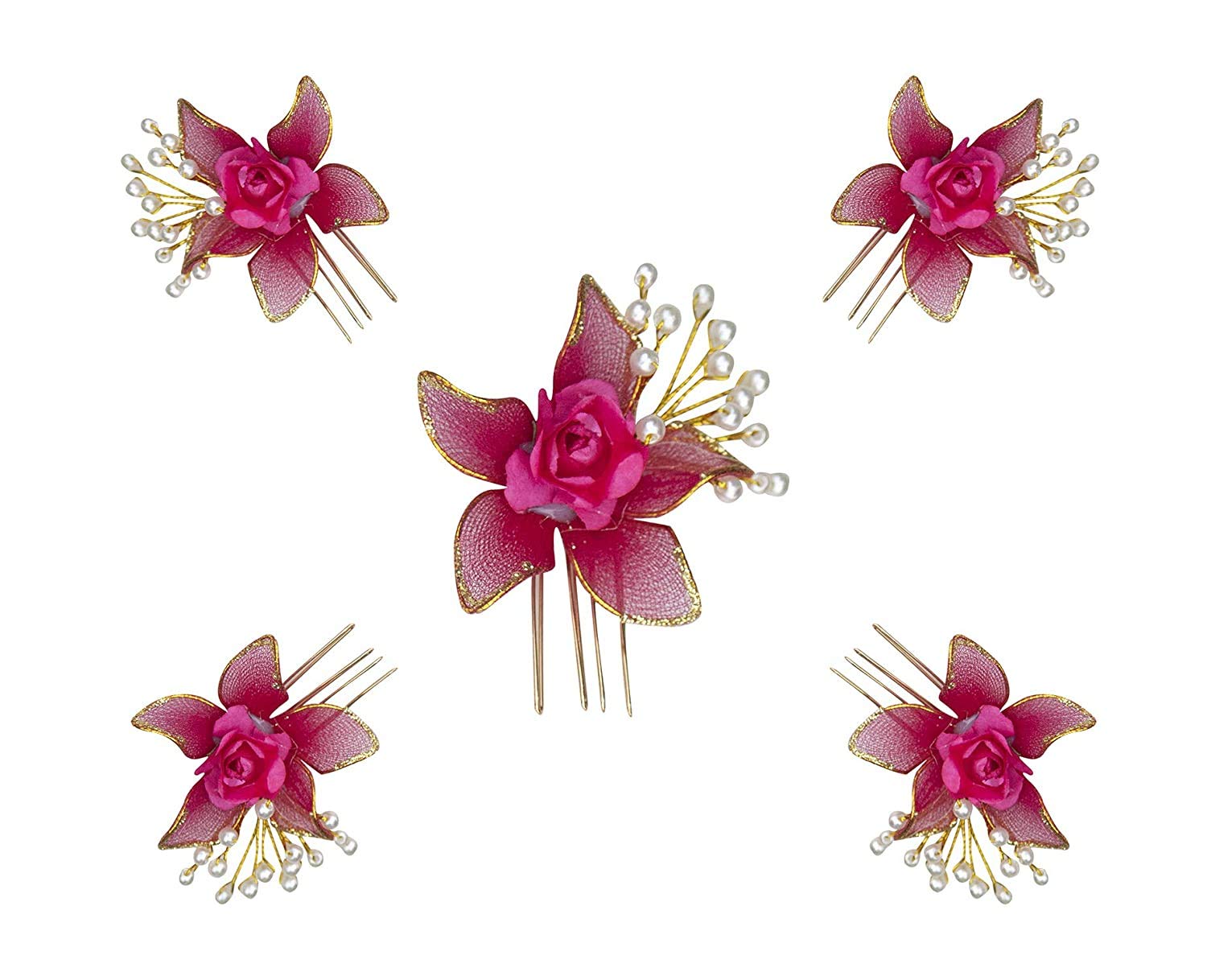 **AASA Flower Hair Pins for Women & Girls - Stylish Bun & Updo Hair Accessories, Multicolor Floral Hair Clips - Perfect for Weddings, Parties & Everyday Hairstyling**