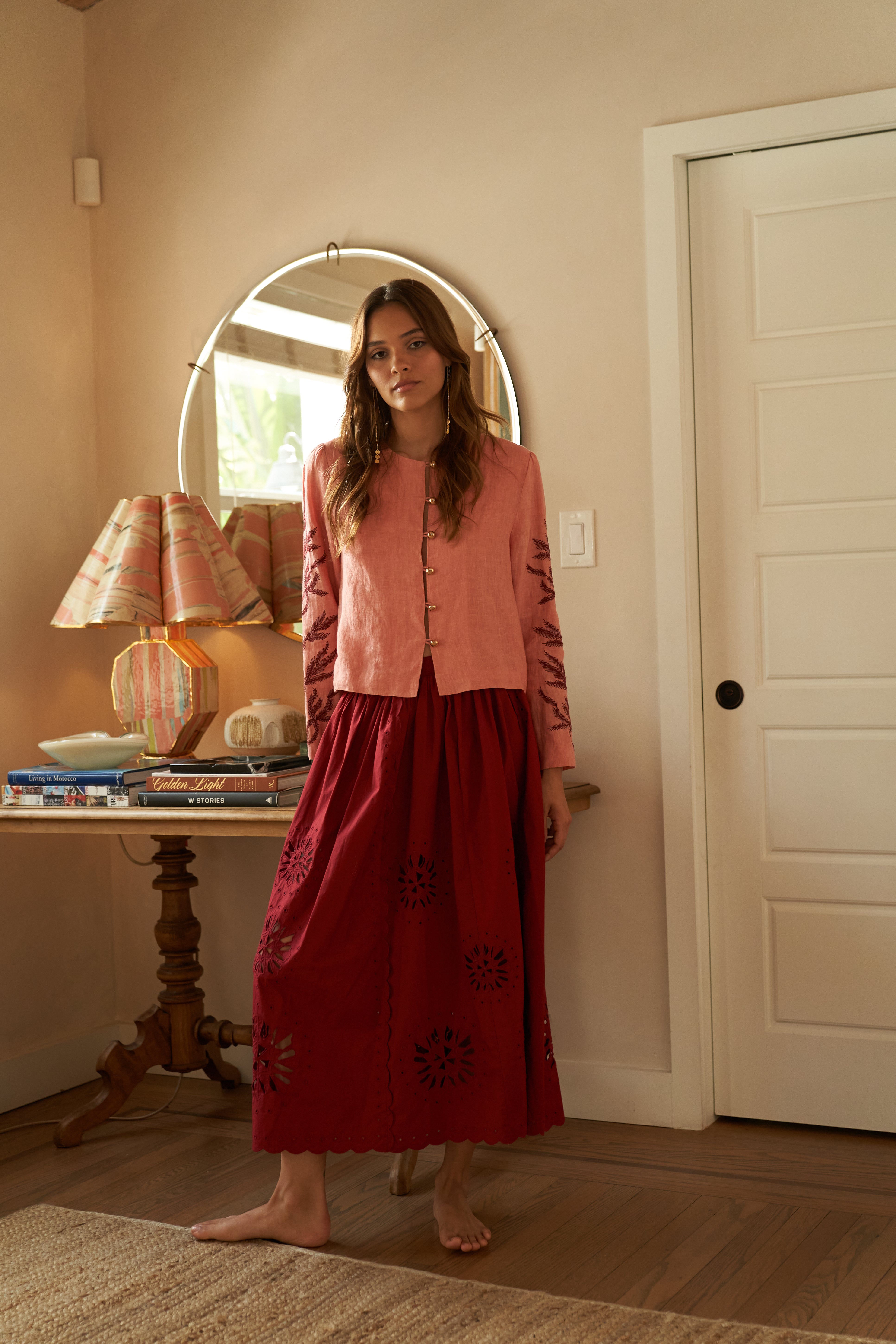 Larissa Skirt - Women's Flowy Midi Skirt with Elastic Waist | Perfect for Casual Wear, Office Outfits & Summer Dresses