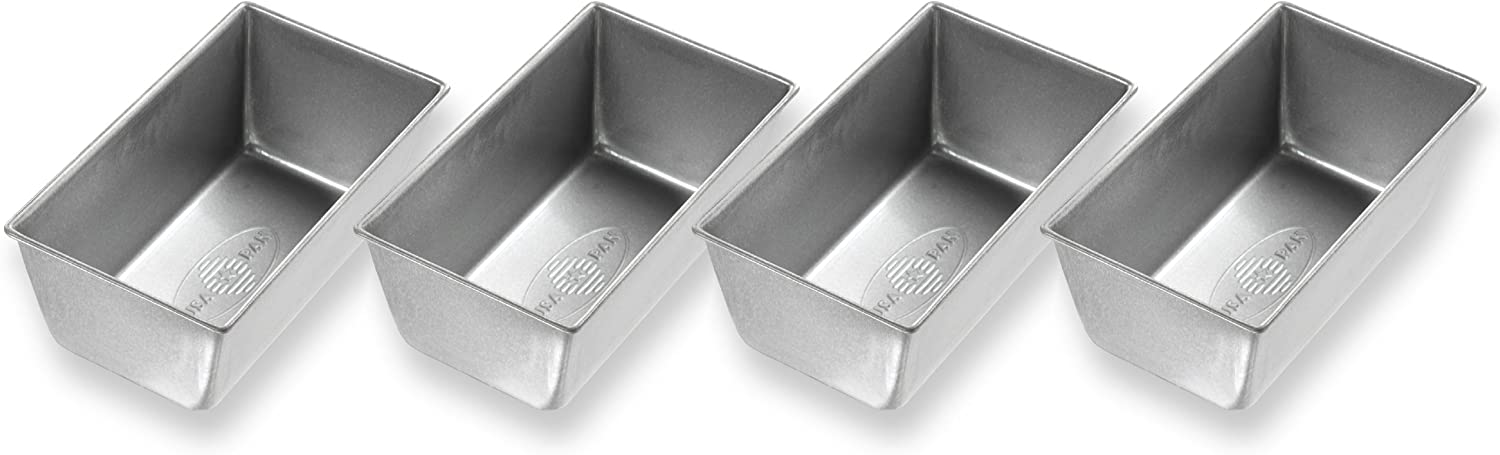 USA Pan Set of 4 Mini Loaf Pans - Nonstick Baking Pans for Perfect Homemade Bread, Muffins & Banana Bread - Ideal for Holiday Gifts & Small Batch Baking