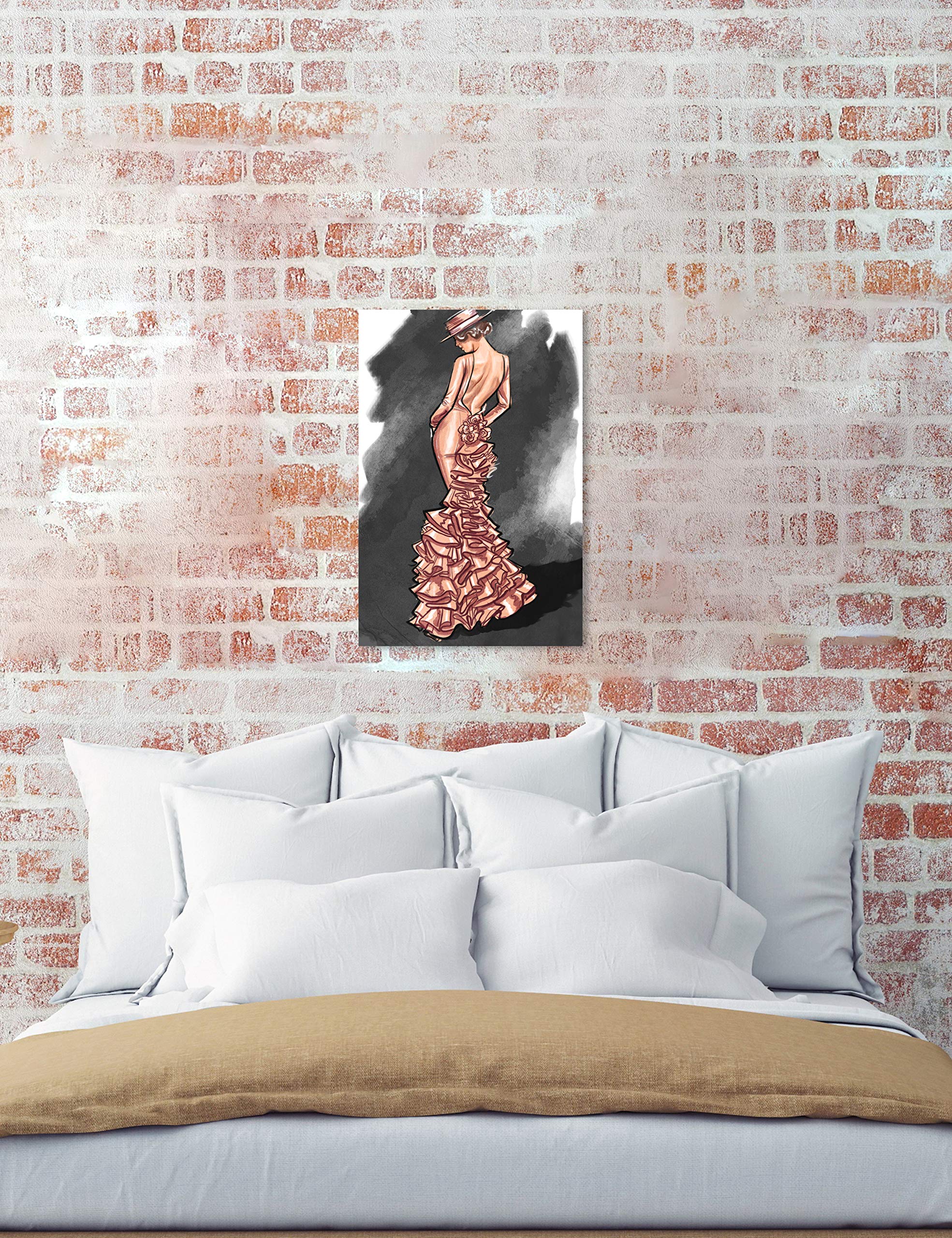 Oliver Gal Artist Co. Flamenco Noir Fashion Glam Wall Art Canvas Print - 10x15 Inch Pink & Black Home Decor - Perfect for Living Room, Bedroom & Office Wall Decor
