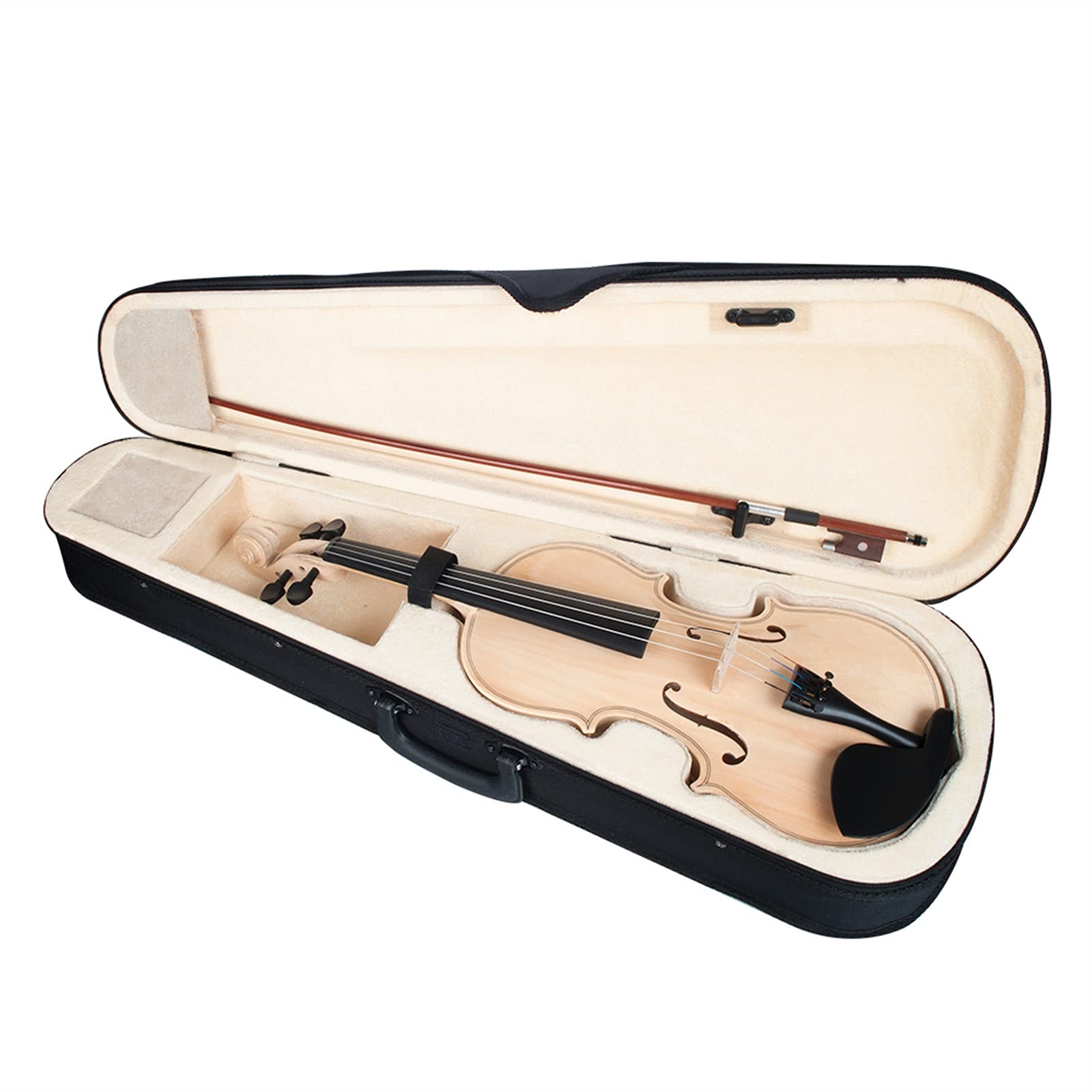 Beginner Violin Set - Maple Wood Top with Basswood Back & Sides, Includes Brazilwood Bow & Gig Bag - Perfect for Students, Practice & Music Lessons
