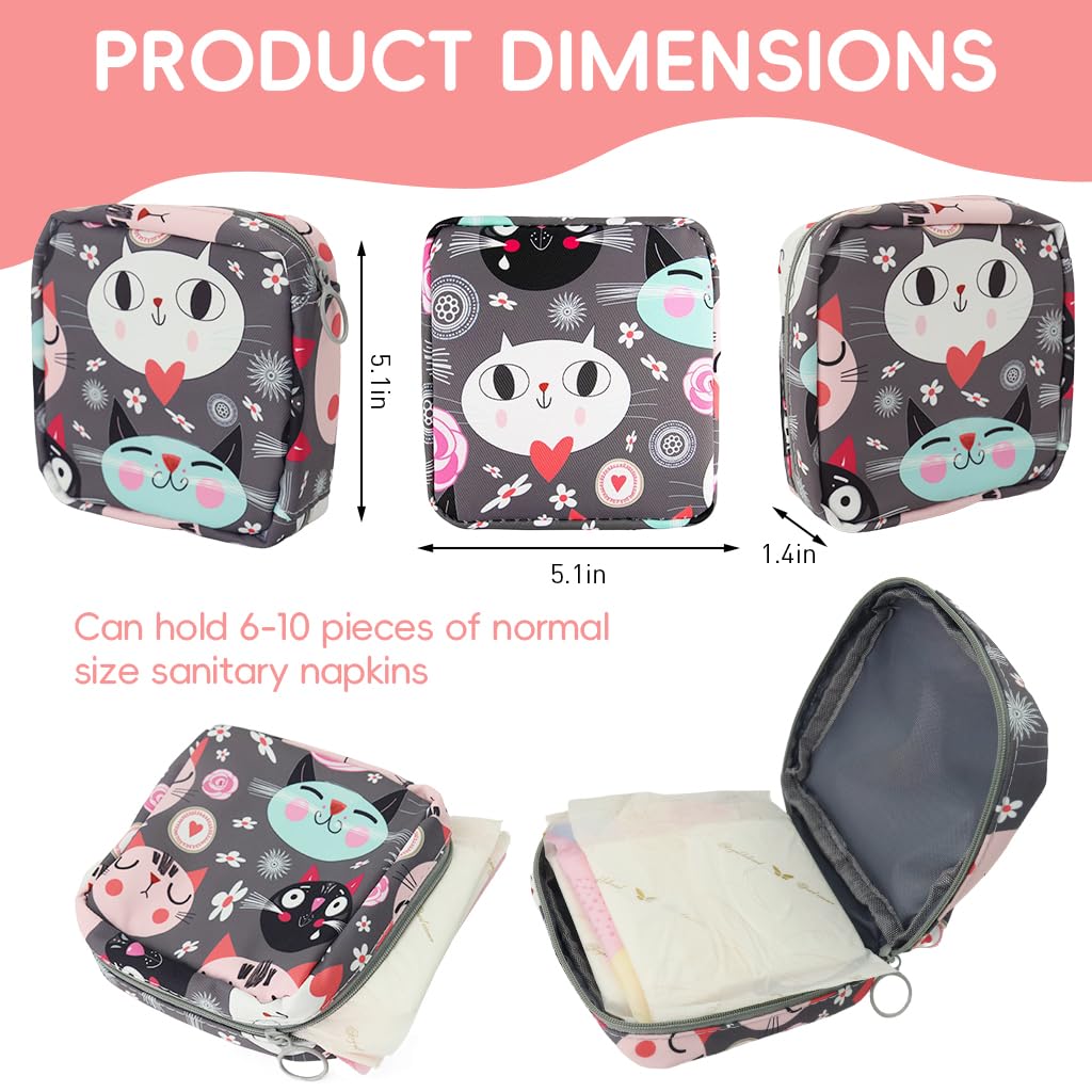 PALAY® 2Pcs Sanitary Napkin Storage Bag - Cute Cartoon Zippered Cotton Pouch for Menstrual Pads, Lipstick & Mini Cosmetics | Travel, Gym & Daily Use Organizer | Washable & Multi-Purpose Storage Solution
