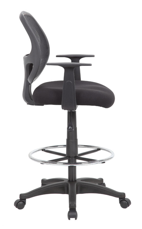 Boss Commercial Grade Mesh Stool with Arms - Heavy Duty Adjustable Bar Stool for Kitchen, Restaurant & Home Use