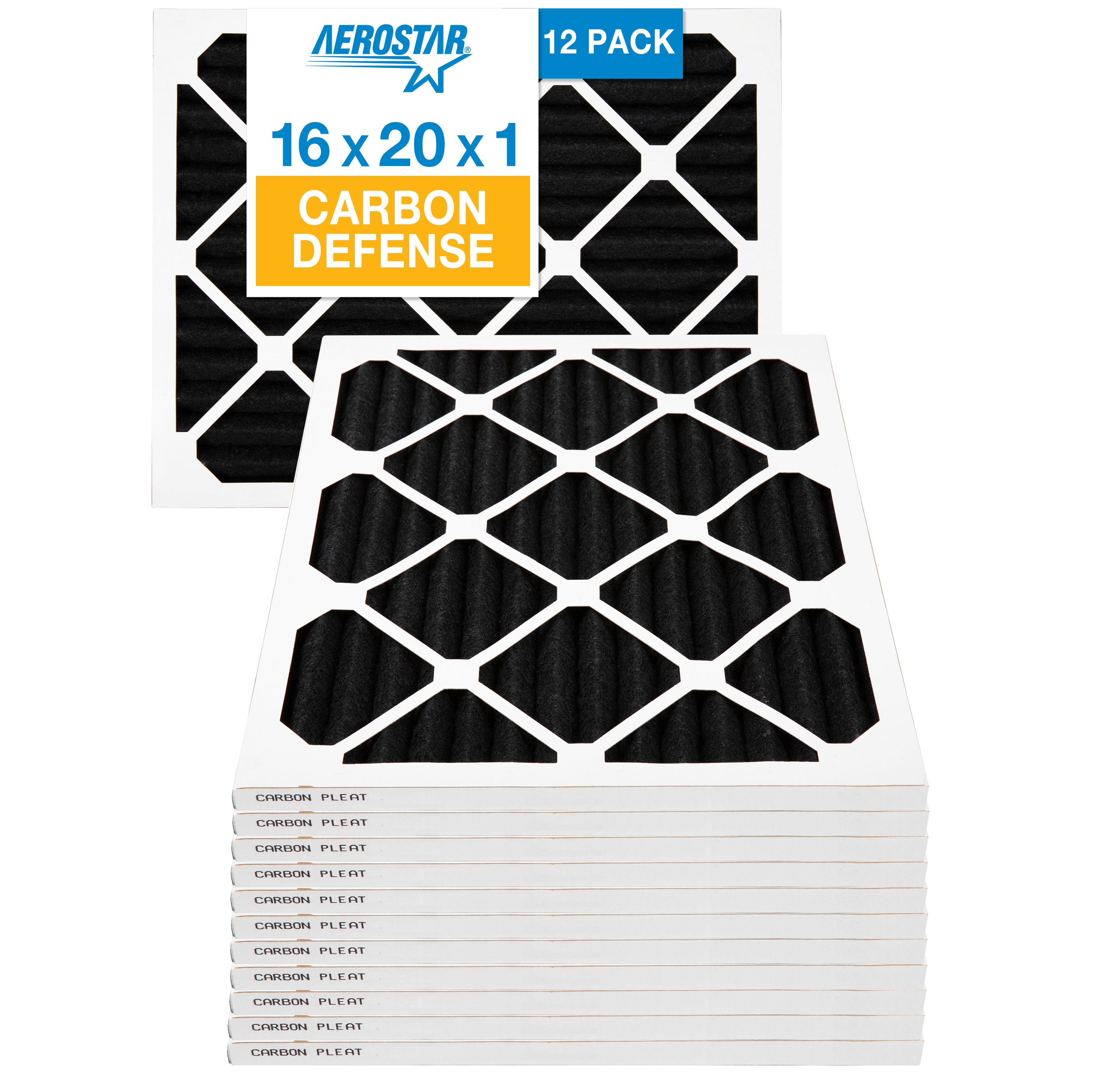 16x20x1 MERV 7 + Carbon Defense Pleated Air Filter for Home HVAC Systems - Dust, Pollen, and Odor Reduction - Perfect for Allergies and Pet Owners