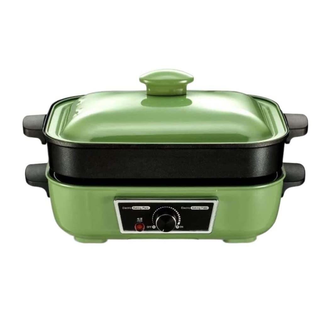 2-in-1 Electric Charcoal Grill & Hot Pot Combo - Indoor/Outdoor BBQ Grill with Integrated Cooker - Perfect for Backyard Parties, Camping & Family Gatherings (Green)
