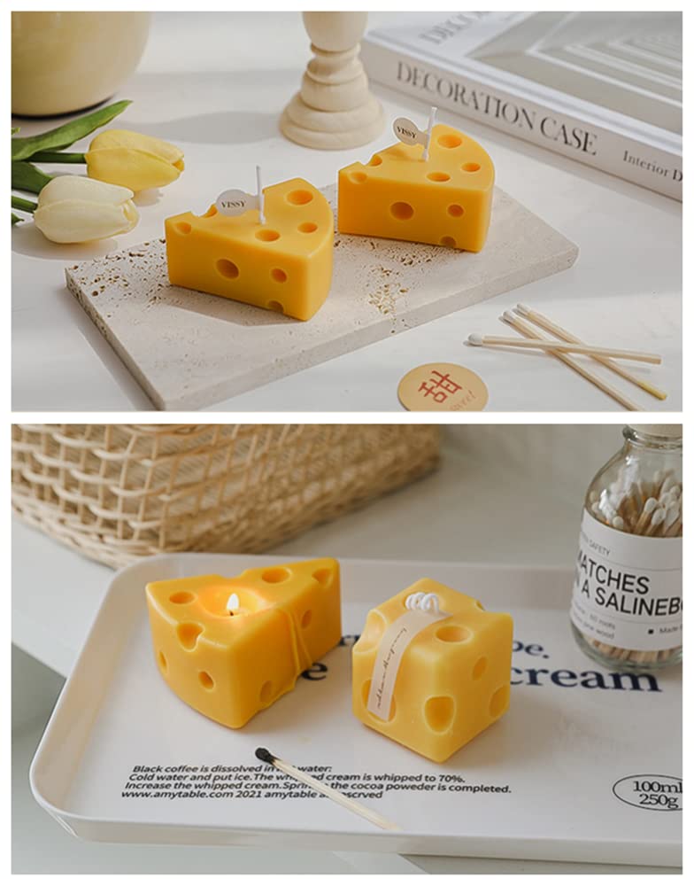 2-Pack Cheese Shaped Scented Soy Wax Candles - Aromatherapy Decorative Candles for Birthday, Wedding & Holiday Parties - Stress Relief for Meditation, Bath & Yoga - Perfect Home Decor & Photo Prop Gift
