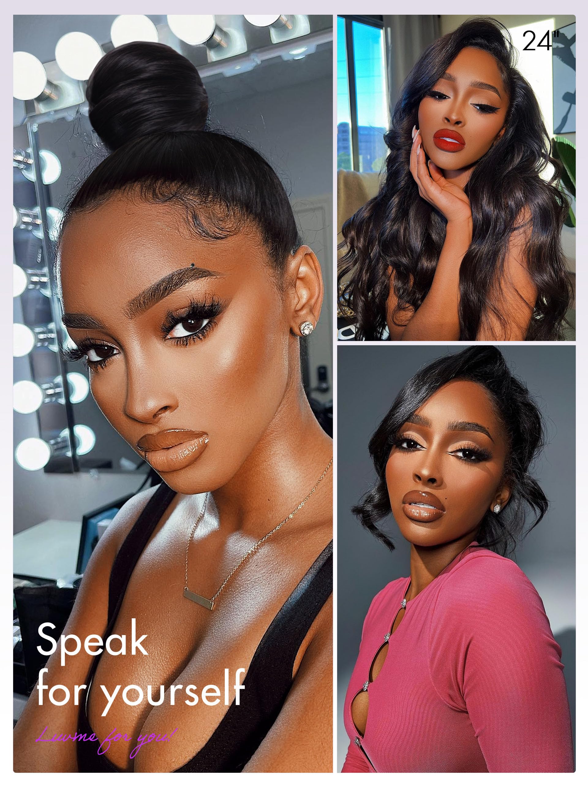 LUVME HAIR 18 Inch Loose Body Wave 360 Lace Frontal Wig - 100% Human Hair Glueless Wig with Pre-Plucked Hairline, Long Black Body Wave for Everyday Wear & Special Occasions